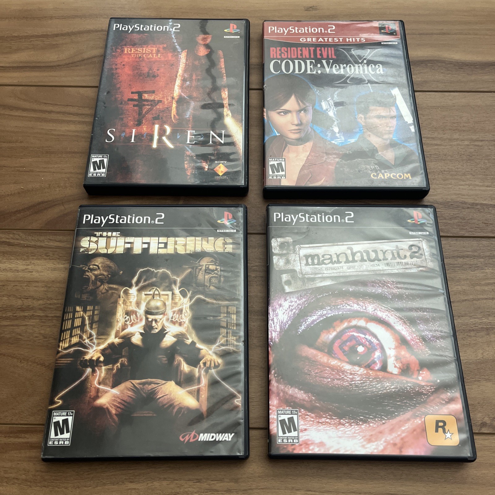 SiRen, Suffering, manhunt 2, Resident Evil Code: Veronica (Playstation 2) (CIB)