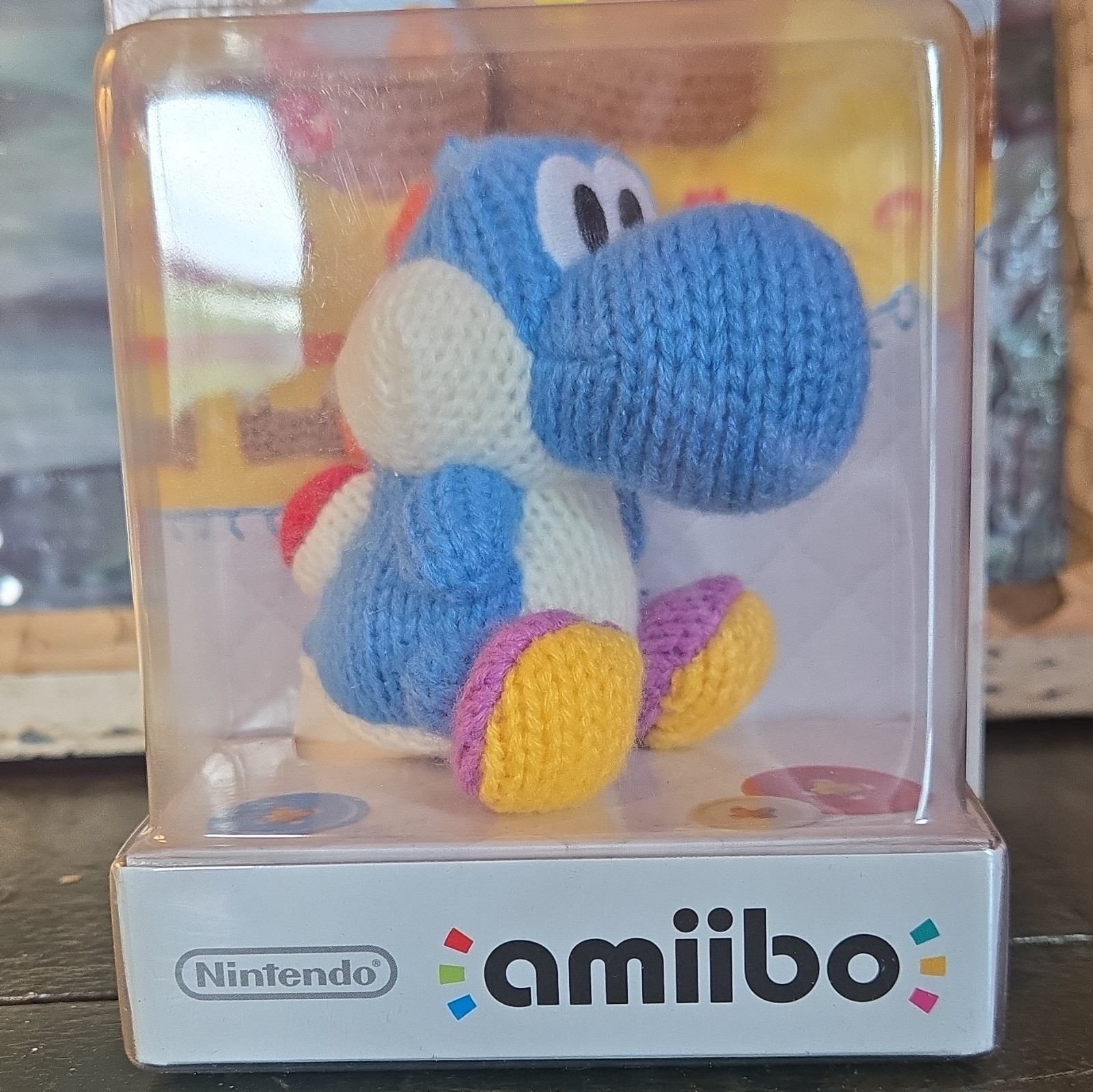 Nintendo amiibo Light-Blue Yarn Yoshi Collectible Figure Yoshi’s Woolly World
