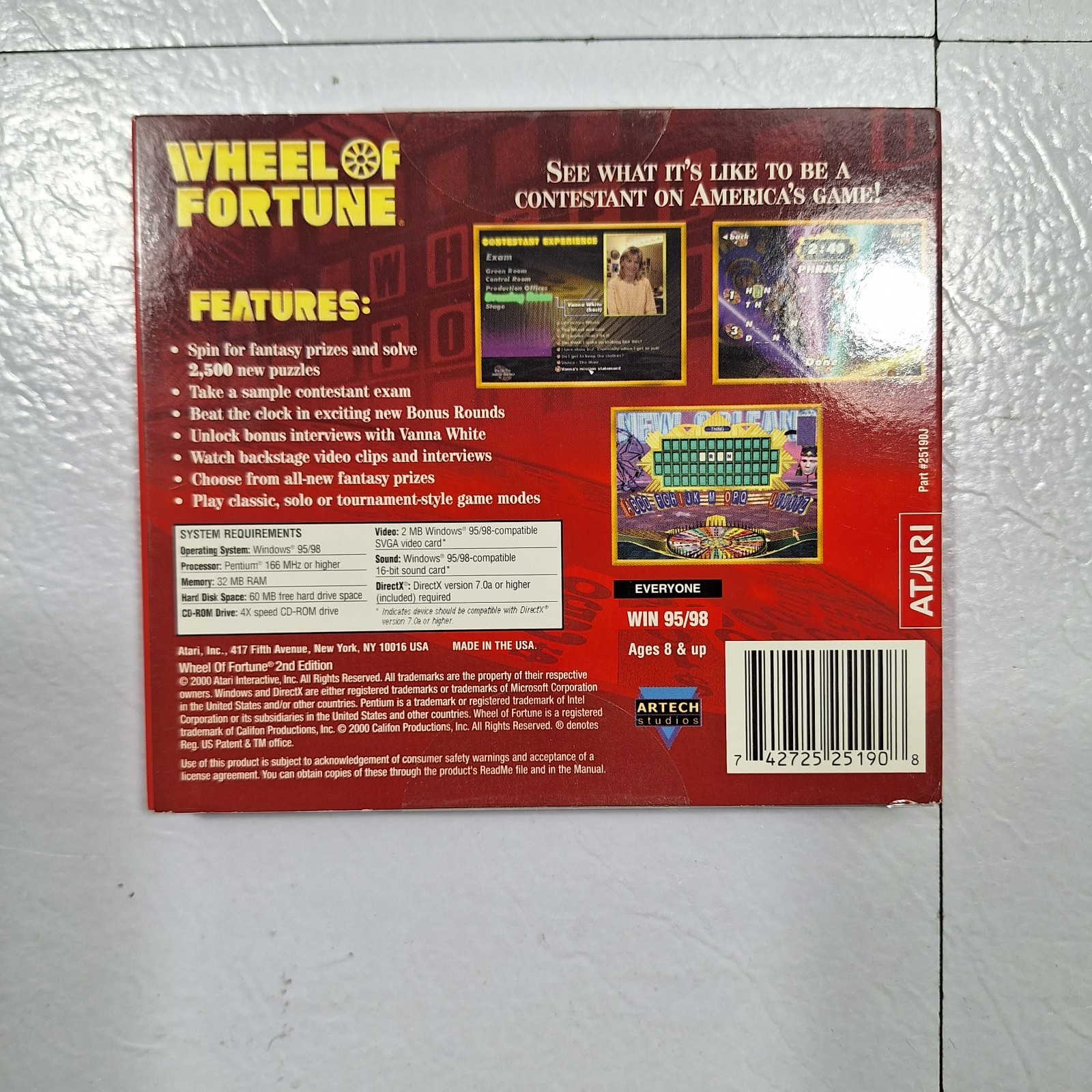 Wheel of Fortune (ATARI) 2500 Puzzles PC Windows 95/98 Brand New Sealed