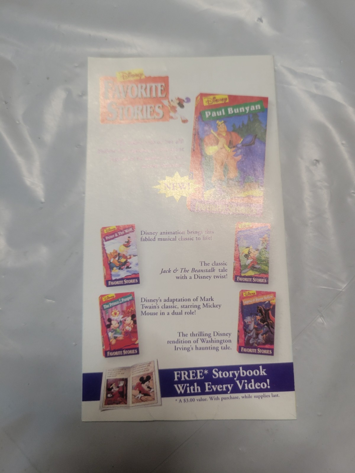 VHS Release Disney Favorite Stories Movie campaign material Video Game Insert