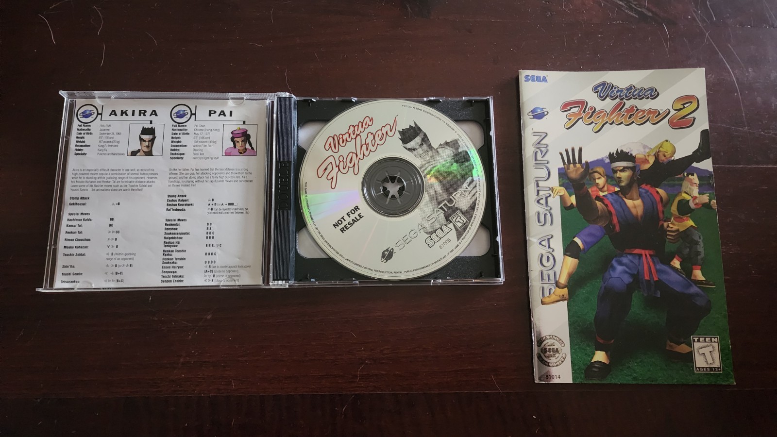 Virtua Fighter 1 AND Virtua Fighter 2 for Sega Saturn – BOTH Manuals Included!