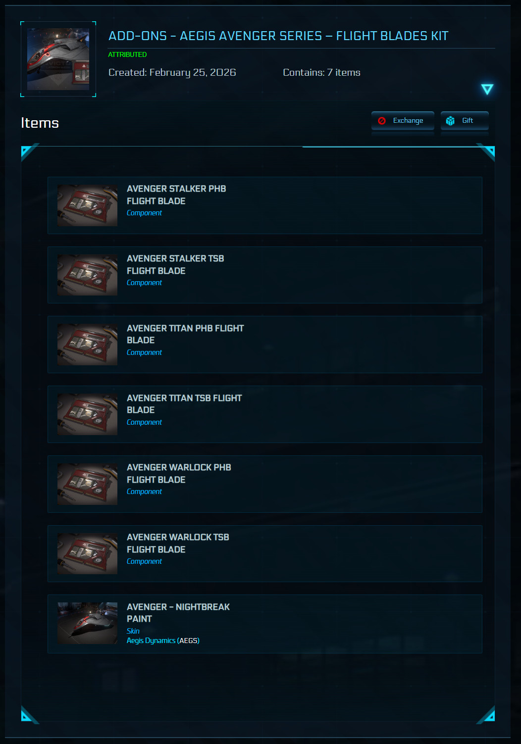 STAR CITIZEN – ADD-ONS – AVENGER SERIES – FLIGHT BLADES KIT