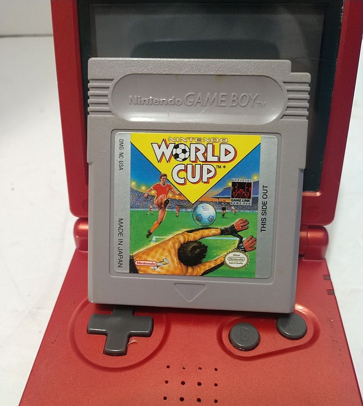 Nintendo Game Boy Advance SP AGS‑001 Red + Charger + World Cup – Tested Works