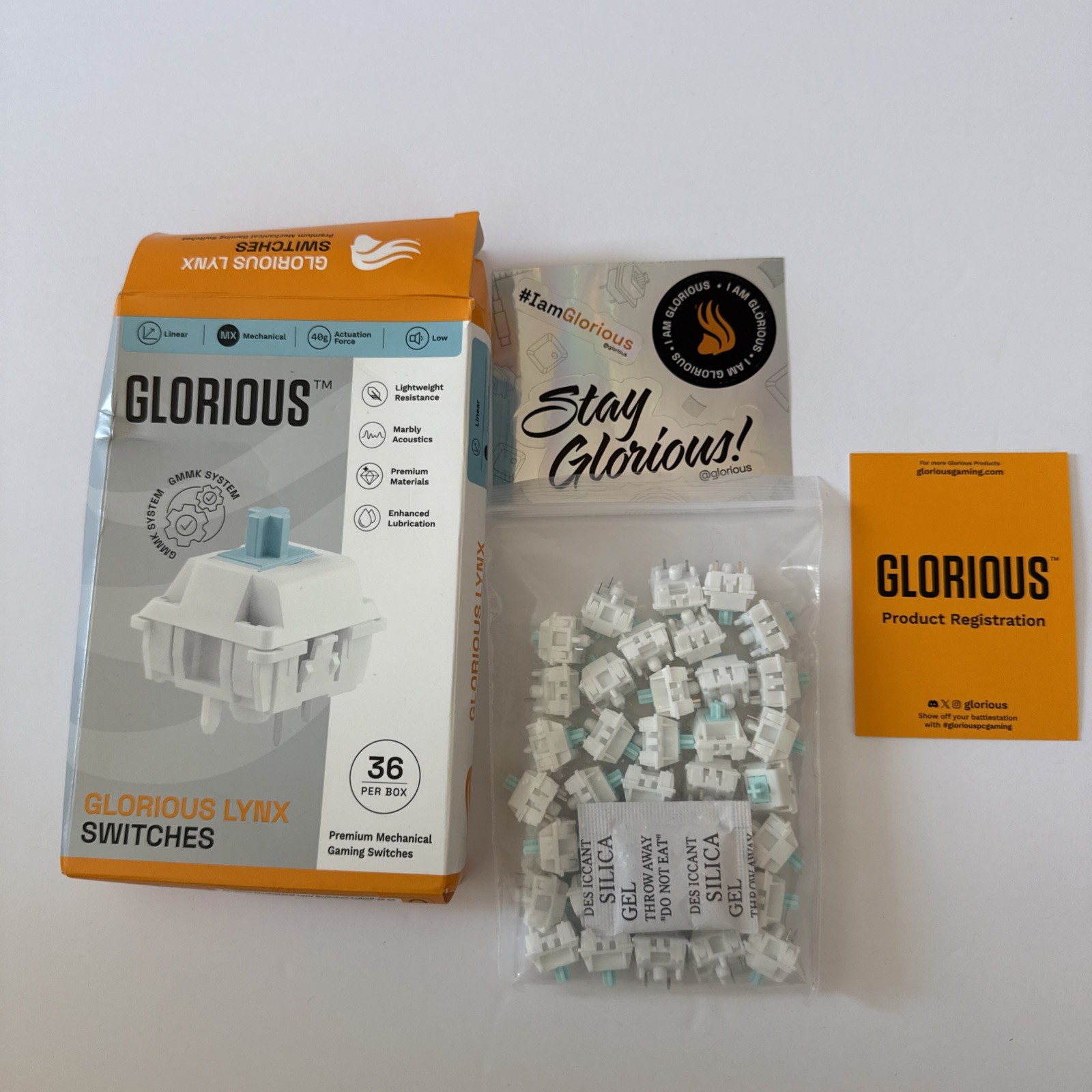 Glorious – Lubed Mechanical Keyboard 5-pin Hot Swappable Switches (36x) – Lin…