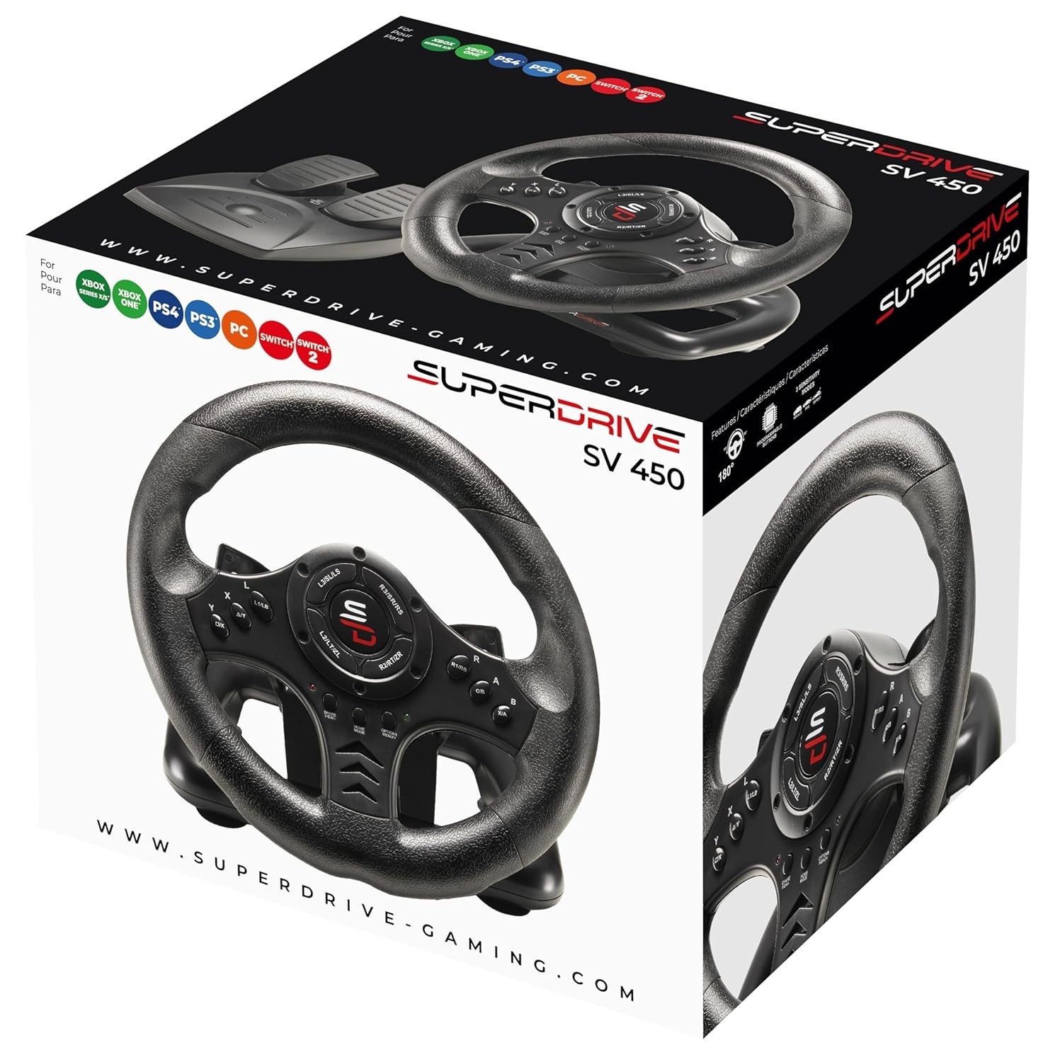 Advanced Racing Steering Wheel with Pedals & Vibration for Xbox and PC – Black