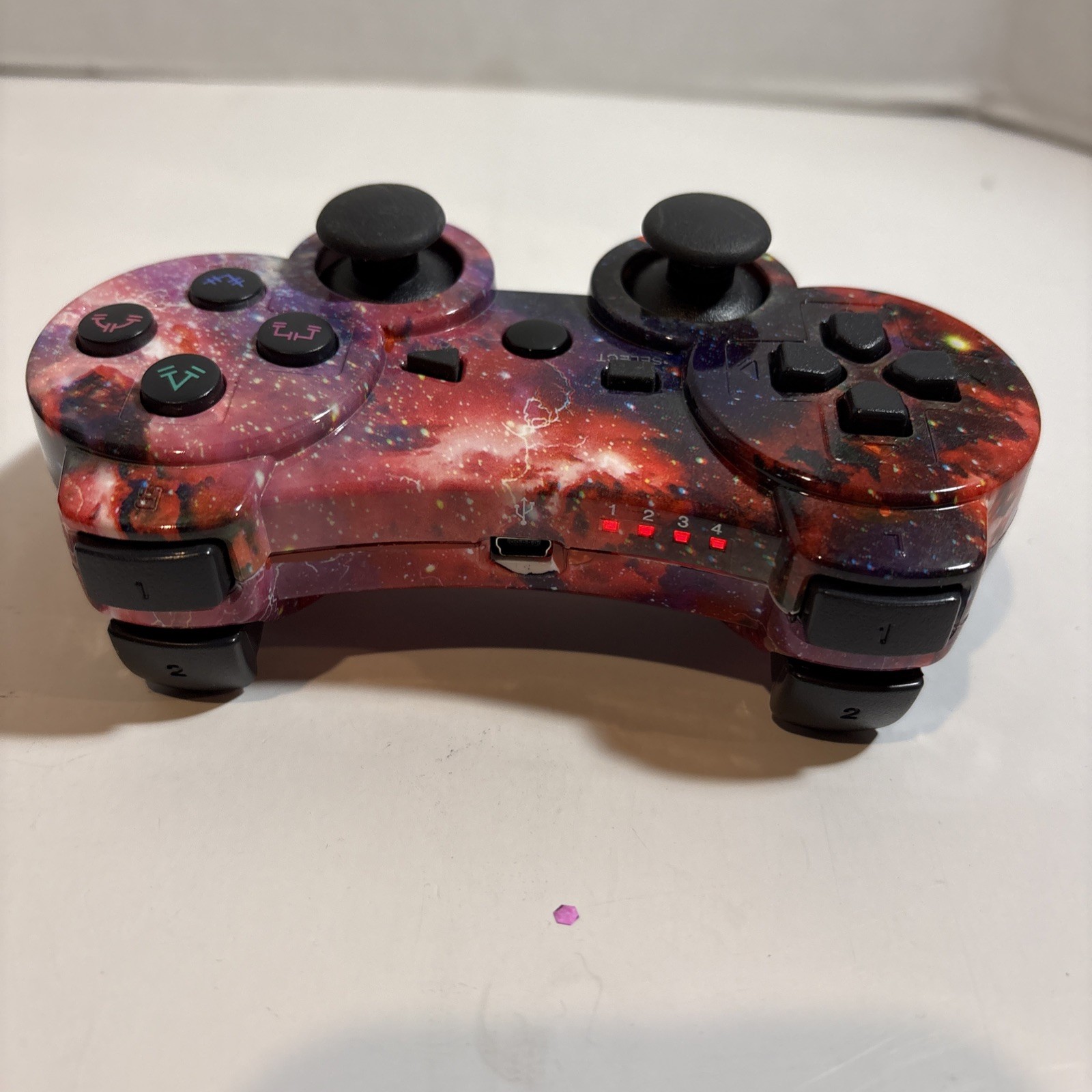(2) PlayStation 3 PS3 Controllers Third Party Black Skulls & Red Cosmos Galaxy
