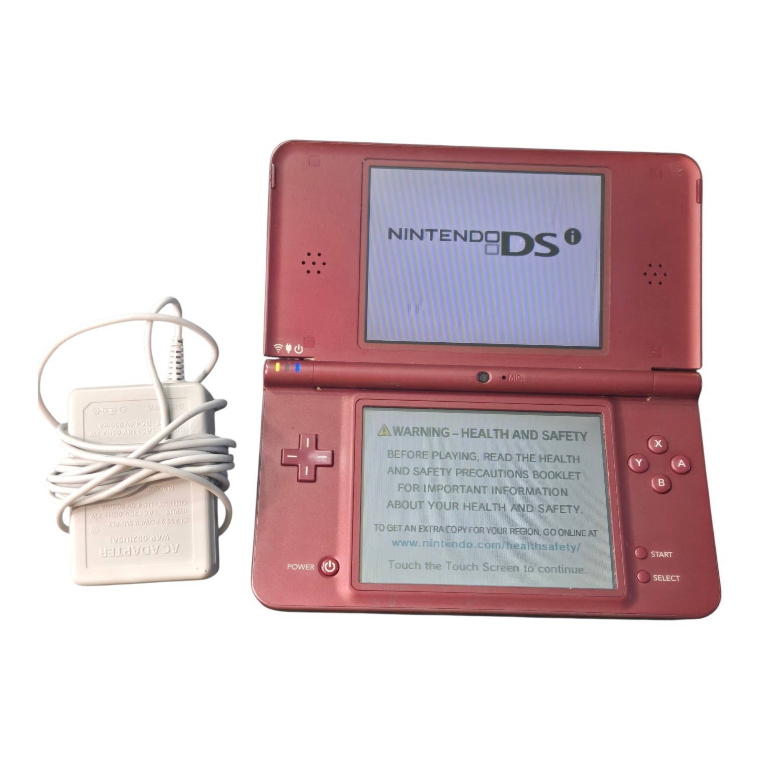 Nintendo DSI XL Burgundy/ Wine Red Console And Charger NO STYLUS Tested Working