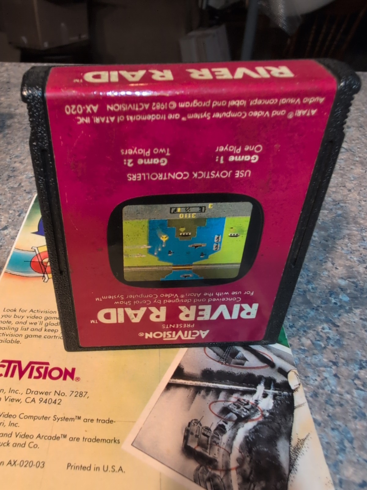 Atari 2600 7800+ River Raid With Manual Tested Combine Ship