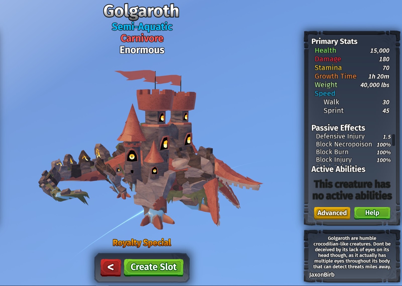 Golgaroth Species | Creatures of Sonaria | Roblox