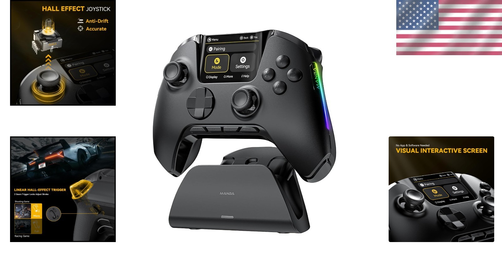Interactive Screen Wireless Gaming Controller for