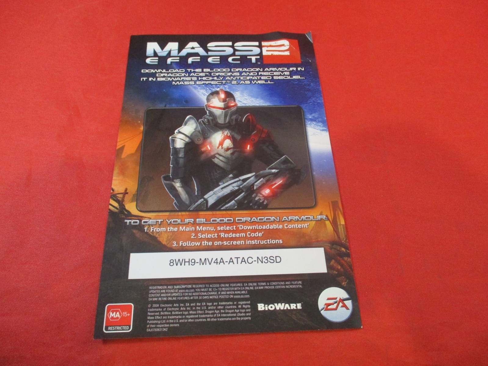 Mass Effect 2 Blood Dragon Armour / Dragon Age Origins Shale Promo Sheet EXPIRED