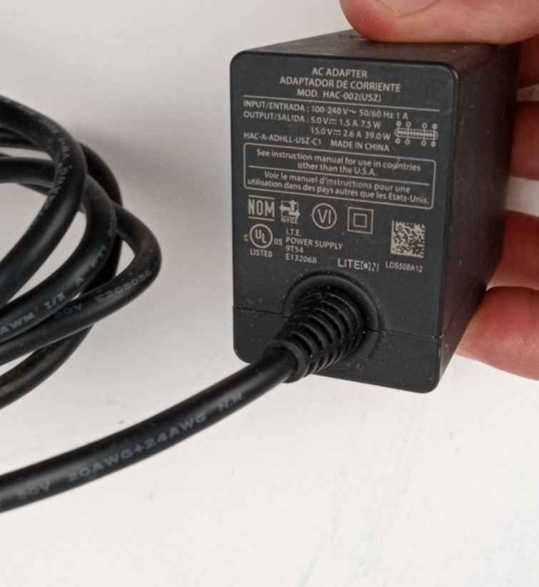 Nintendo Switch Charger AC Power Adapter HAC-002 (USZ) OEM Authentic – 15V Cable