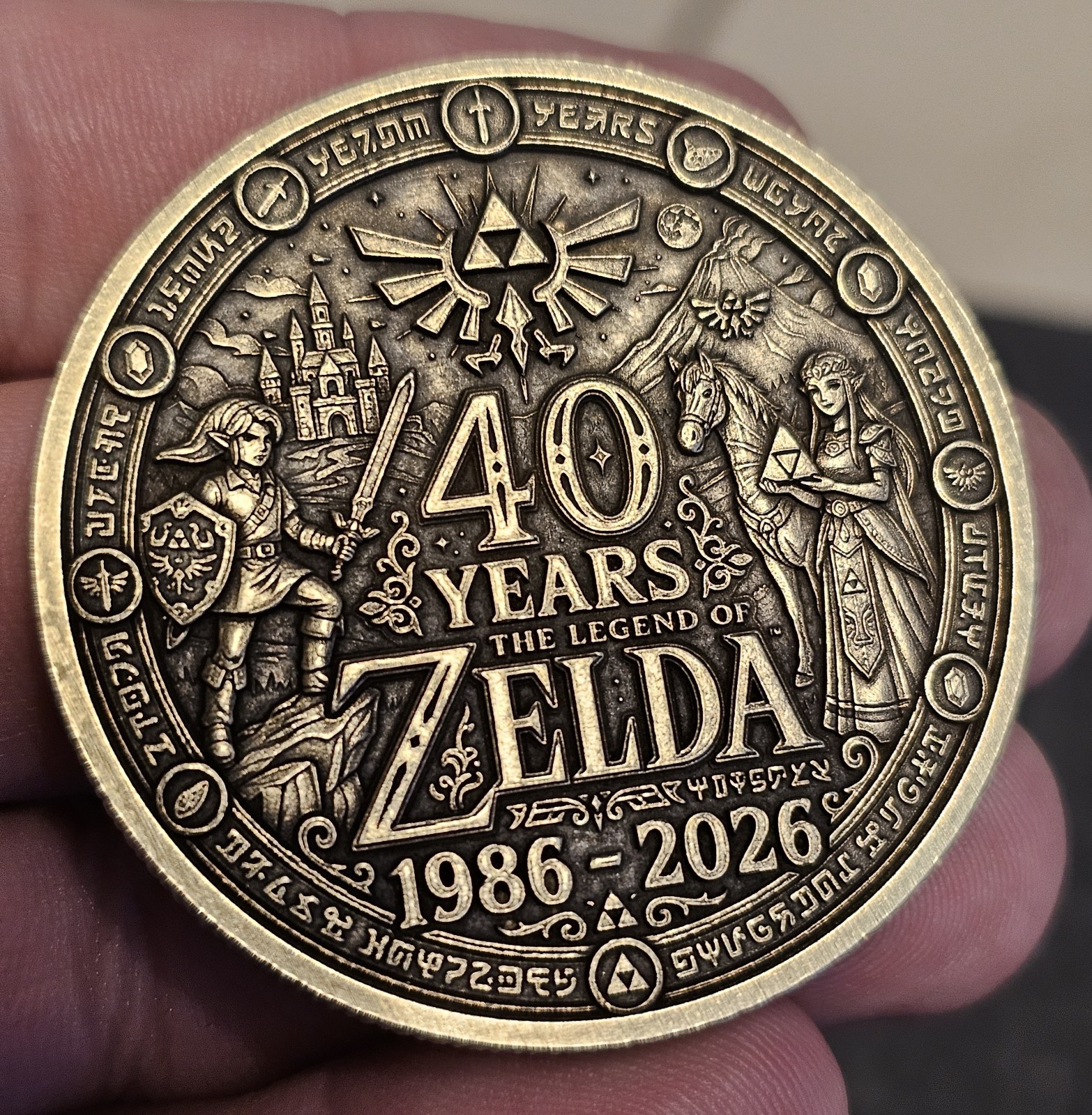 Zelda 40 Year Anniversary 50mm Solid Brass Coin #2 Laser Engraved