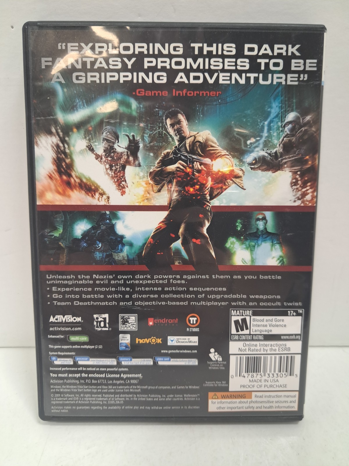Wolfenstein (PC, 2009) PC DVD Games for Windows + Original Package With Manual