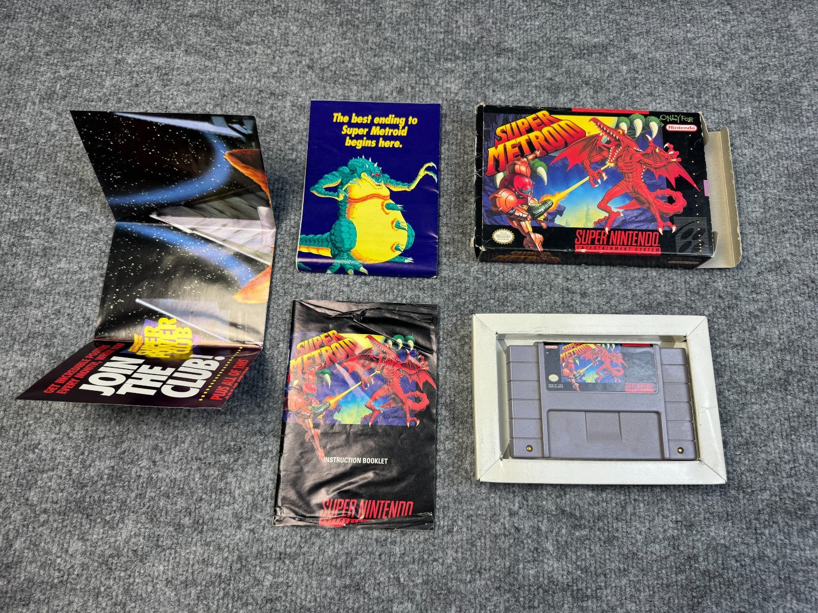 Super Metroid Super Nintendo SNES Complete In Box CIB w/ Manuals, Inserts, Box