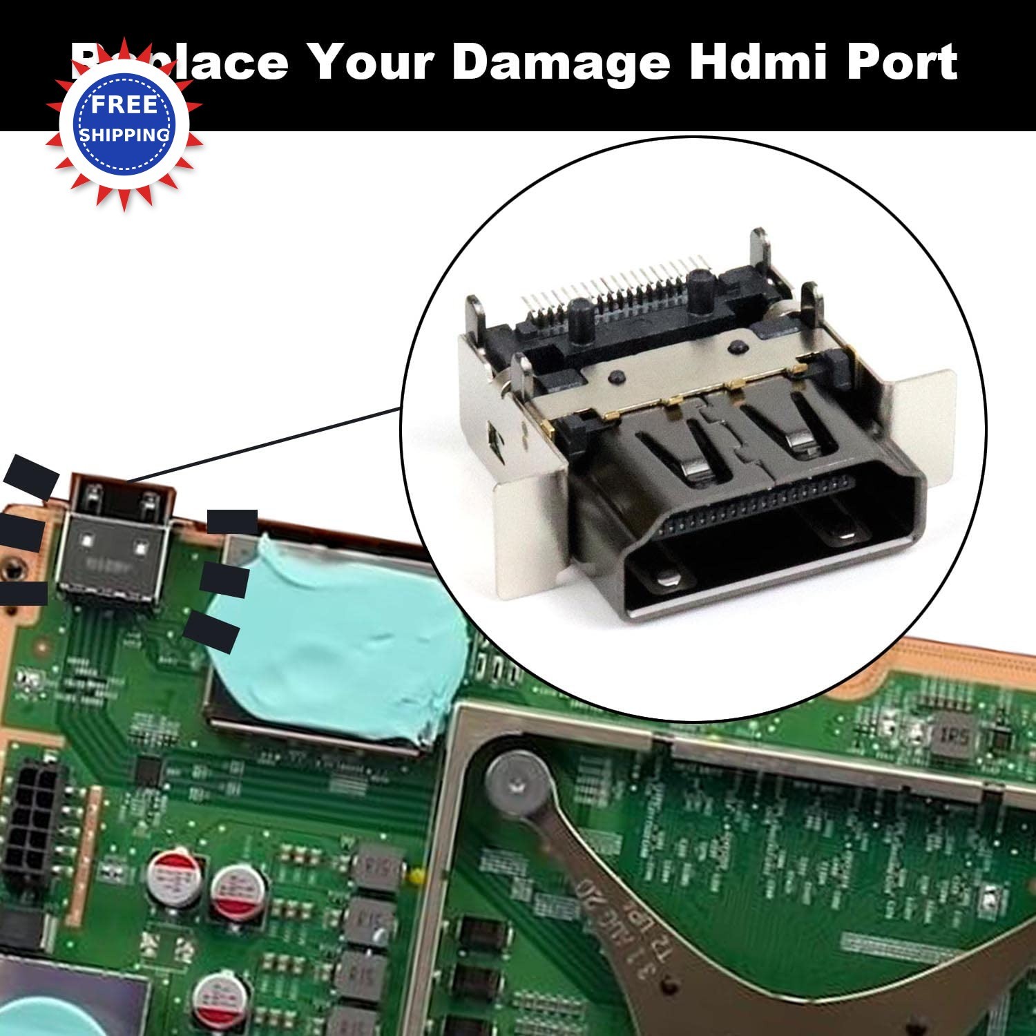 Ikpek 2 Pack Replacement HDMI Port for Xbox Series X Display Socket Jack