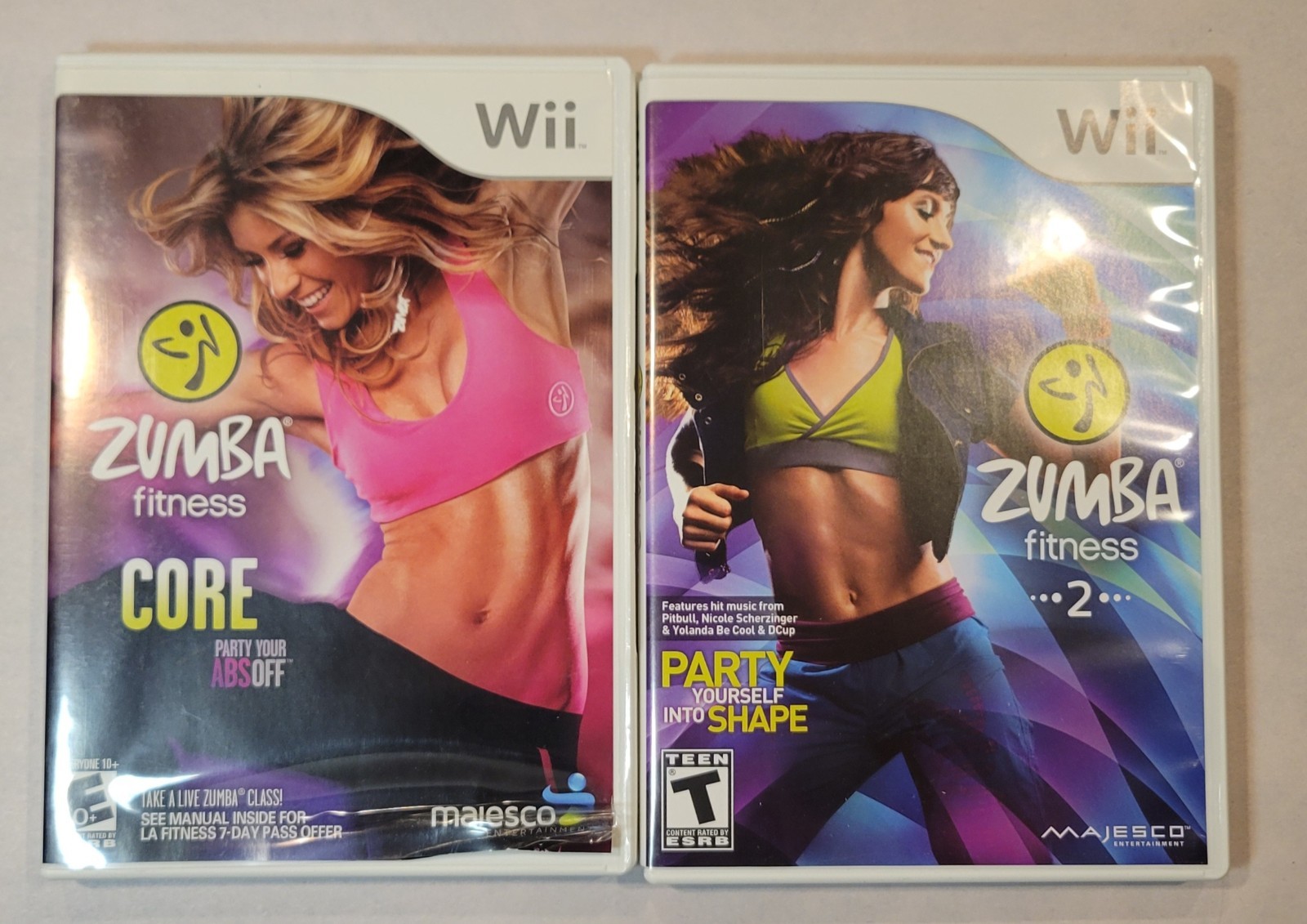 2011 Zumba Fitness 2 & 2012 Zumba Core Nintendo Wii Complete w/ Box CIB Game