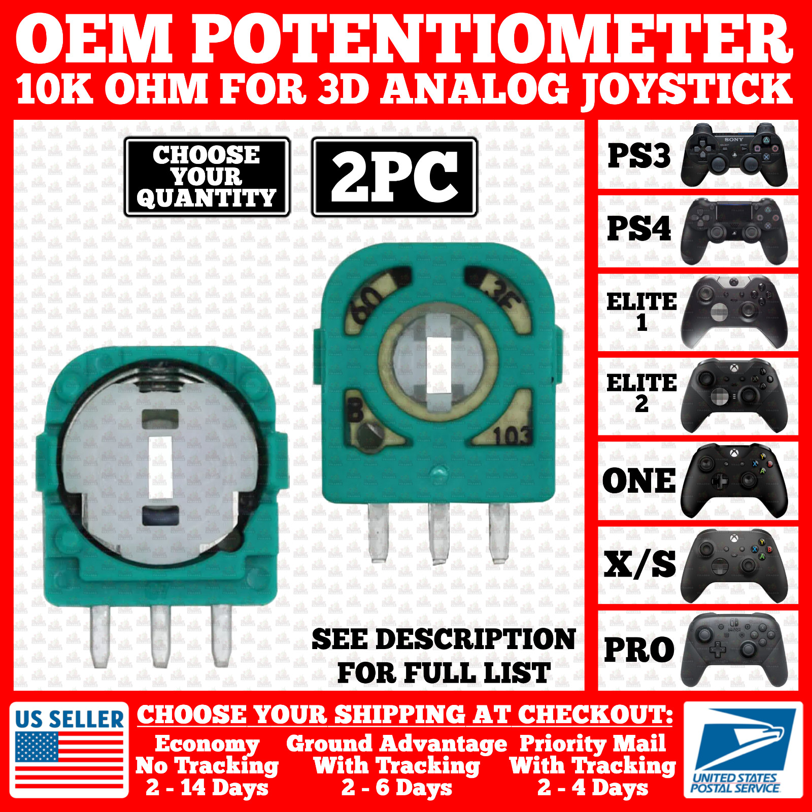 OEM Analog 3D Joystick Potentiometer PS3/PS4/Xbox One/Elite/Series/X/Switch Pro
