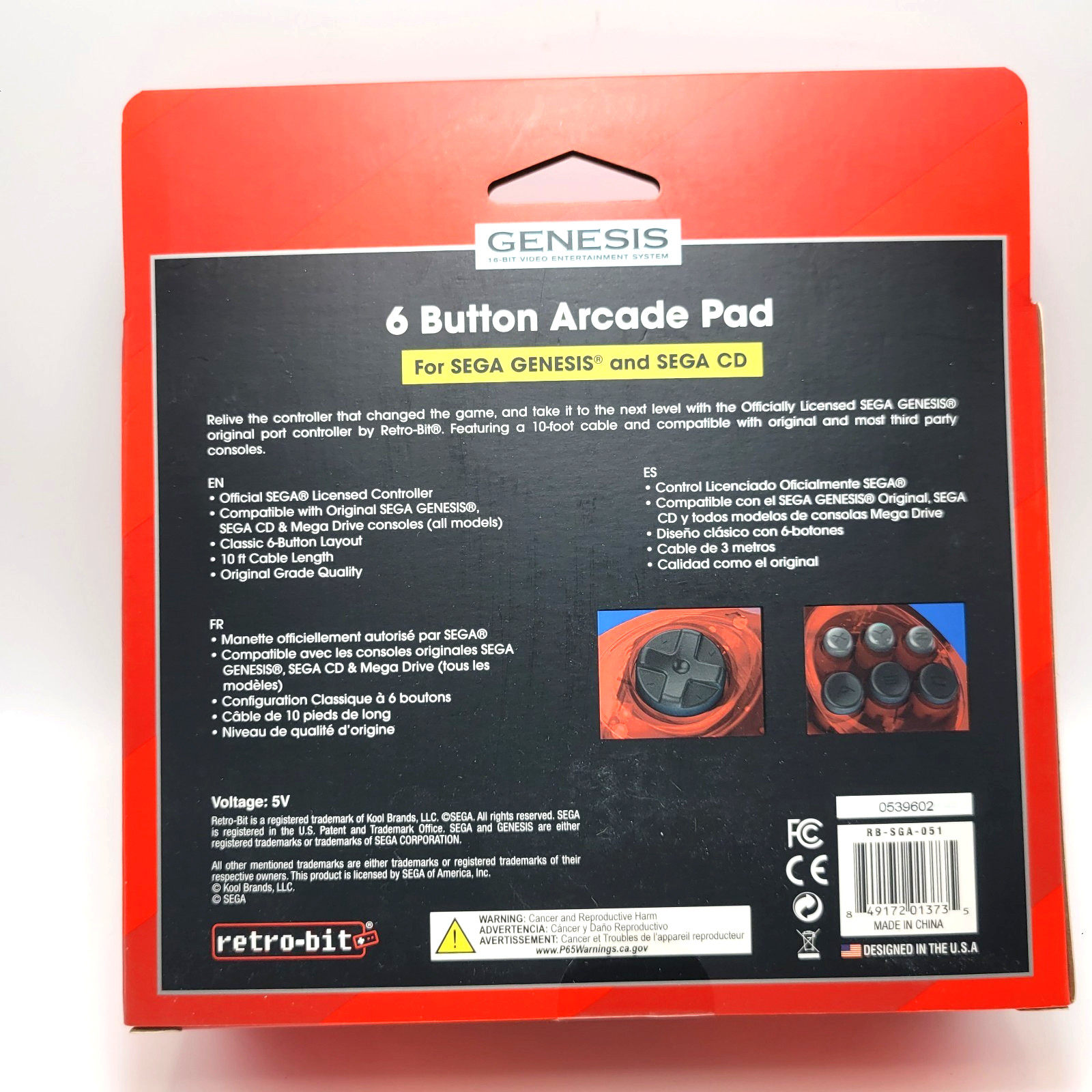 Retro-Bit Official Sega Genesis 6-Button Controller Pad for Sega Genesis – Red