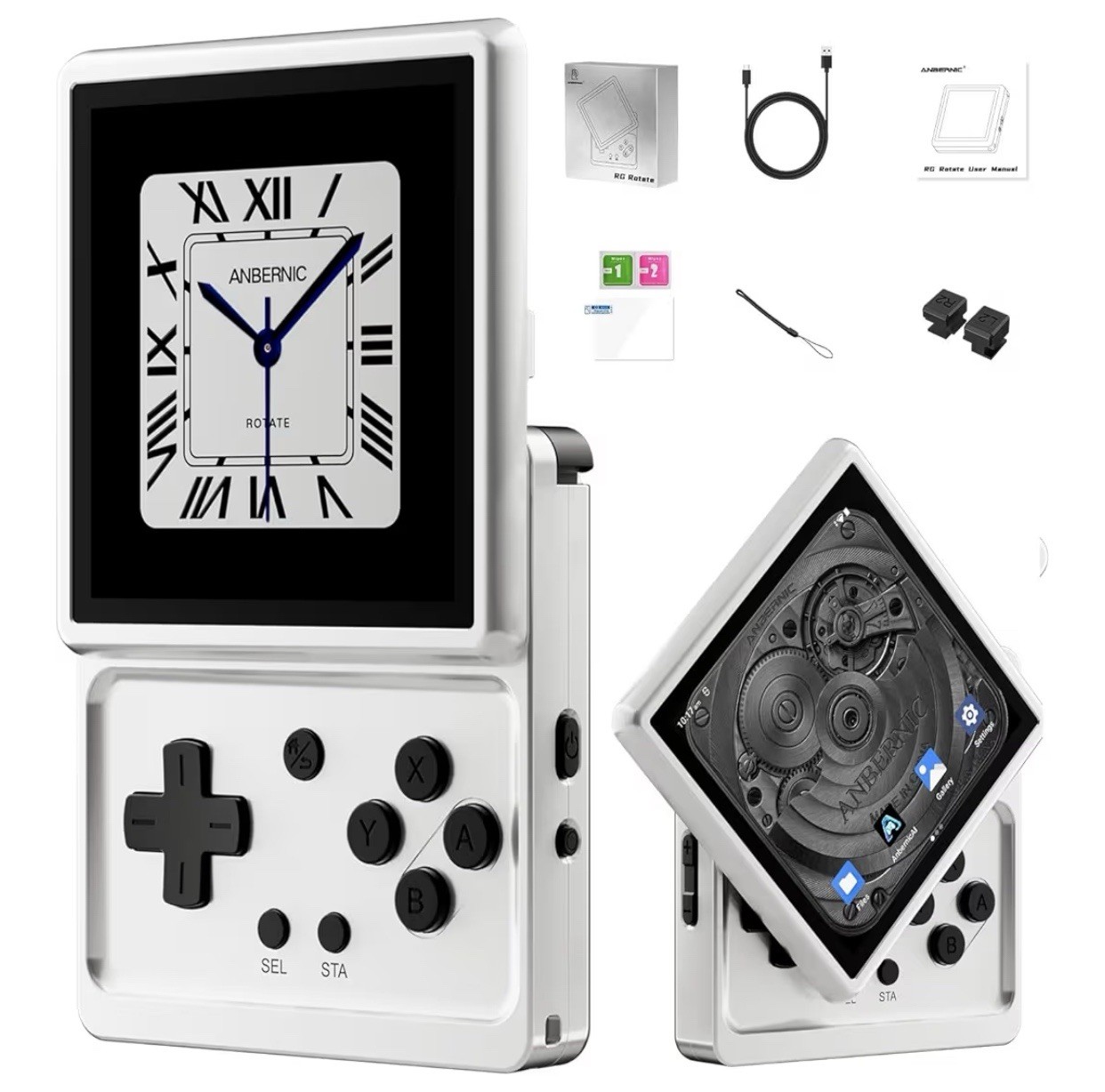 ANBERNIC RG Rotate Silver T618 Handheld Game Console 3.5-inch Android12 2000 mAh