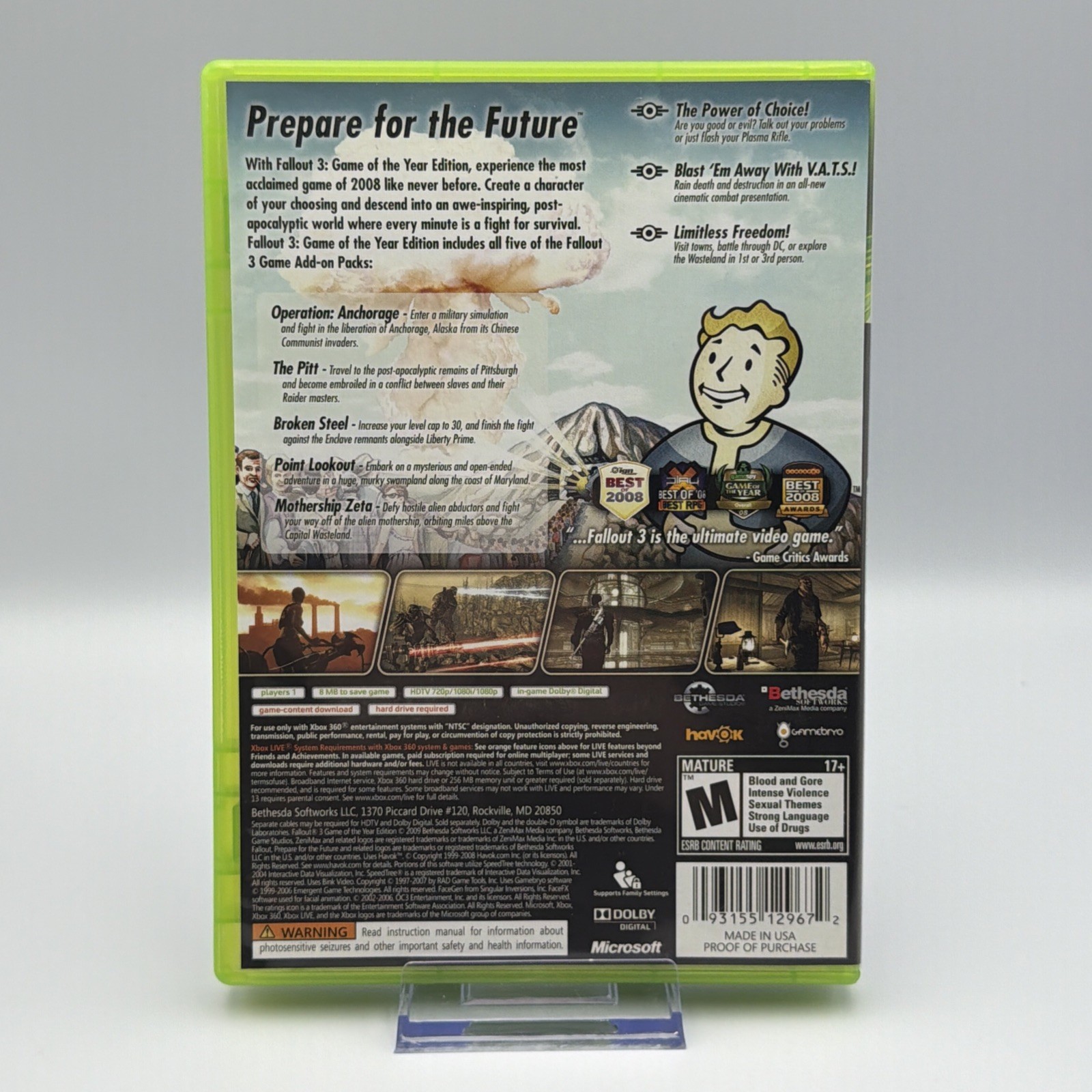Fallout 3 Game of the Year Edition (Xbox 360) CIB + Game Sleeve Original Version