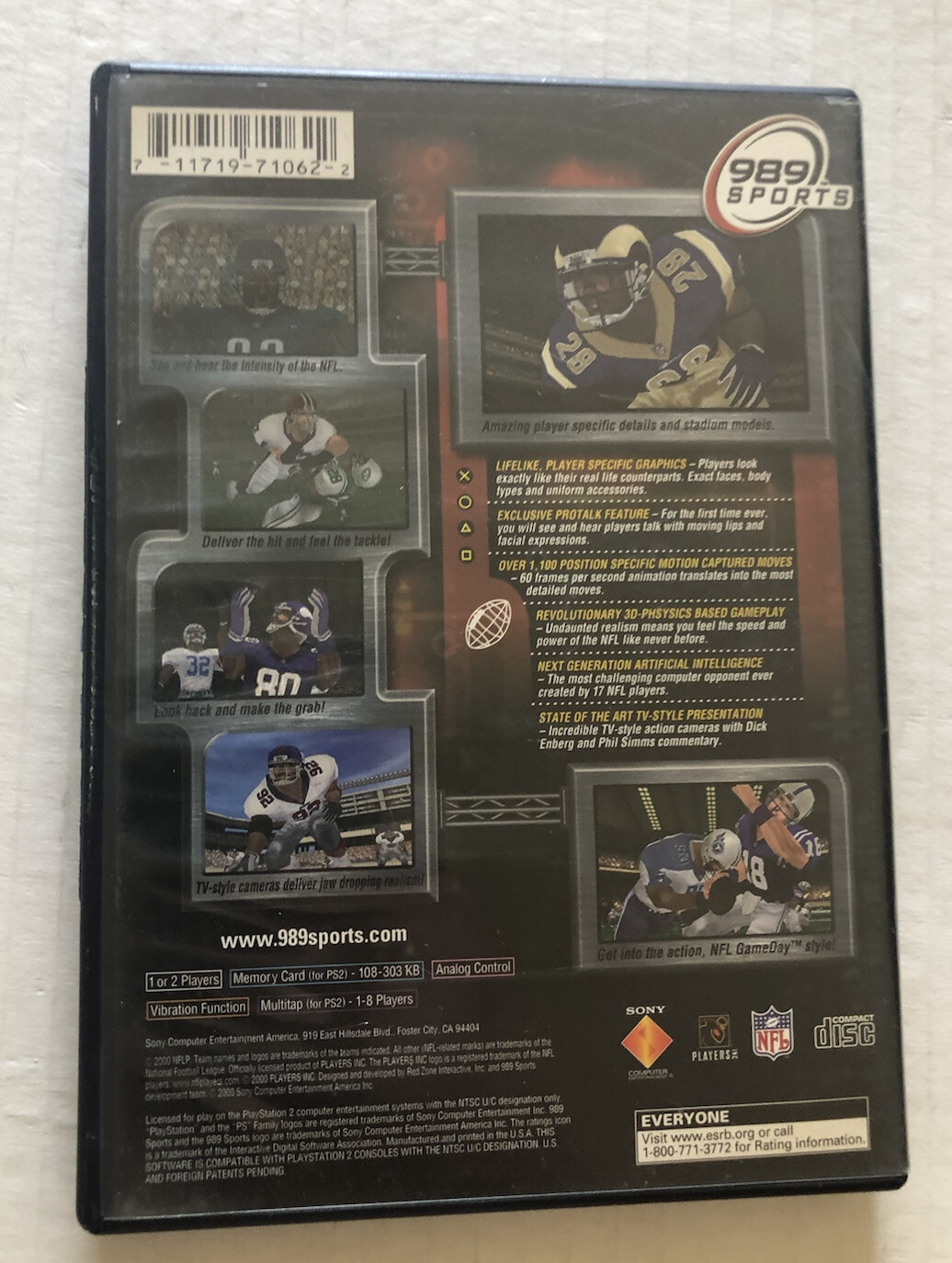 NFL GameDay 2001 (Sony PlayStation 2, PS2, 2000) Video Game 🎮 Football 🏈