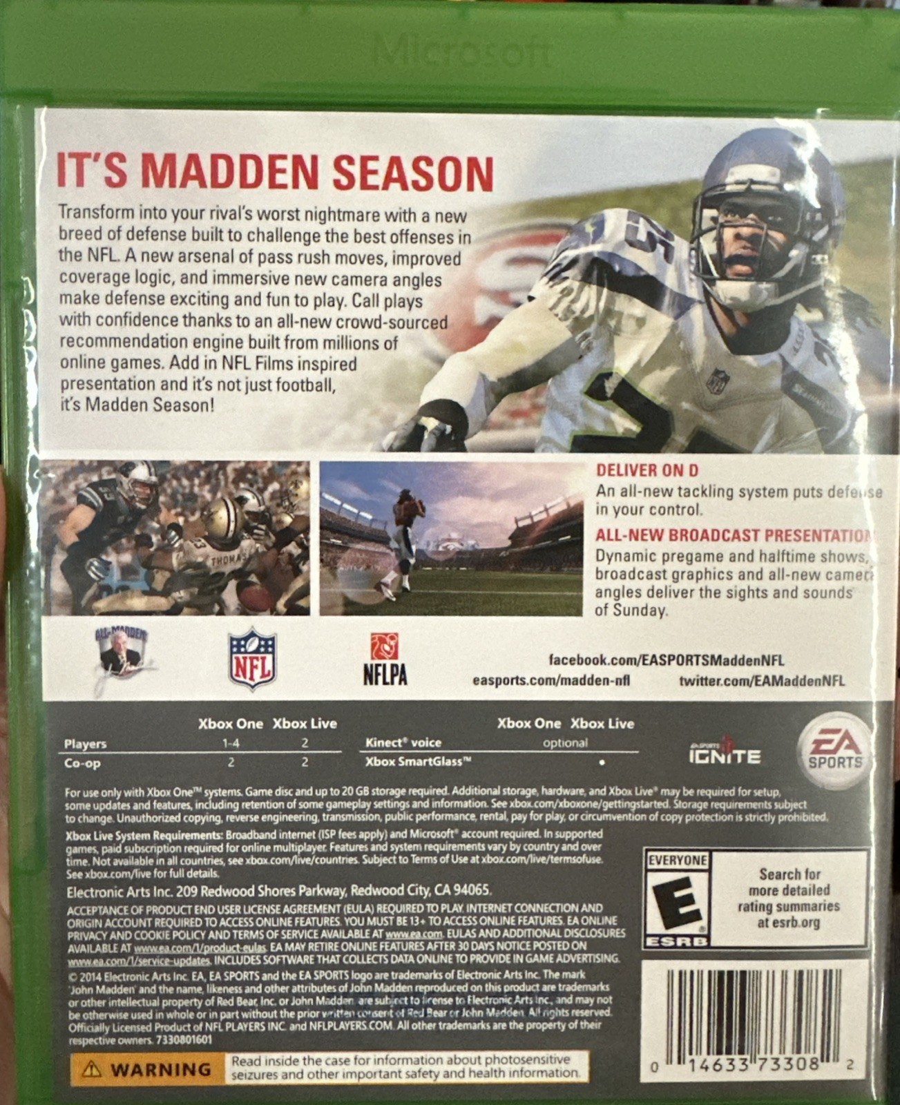 Microsoft Xbox One Madden NFL 15 EA Sports Multi-Player Pro Football Video Game