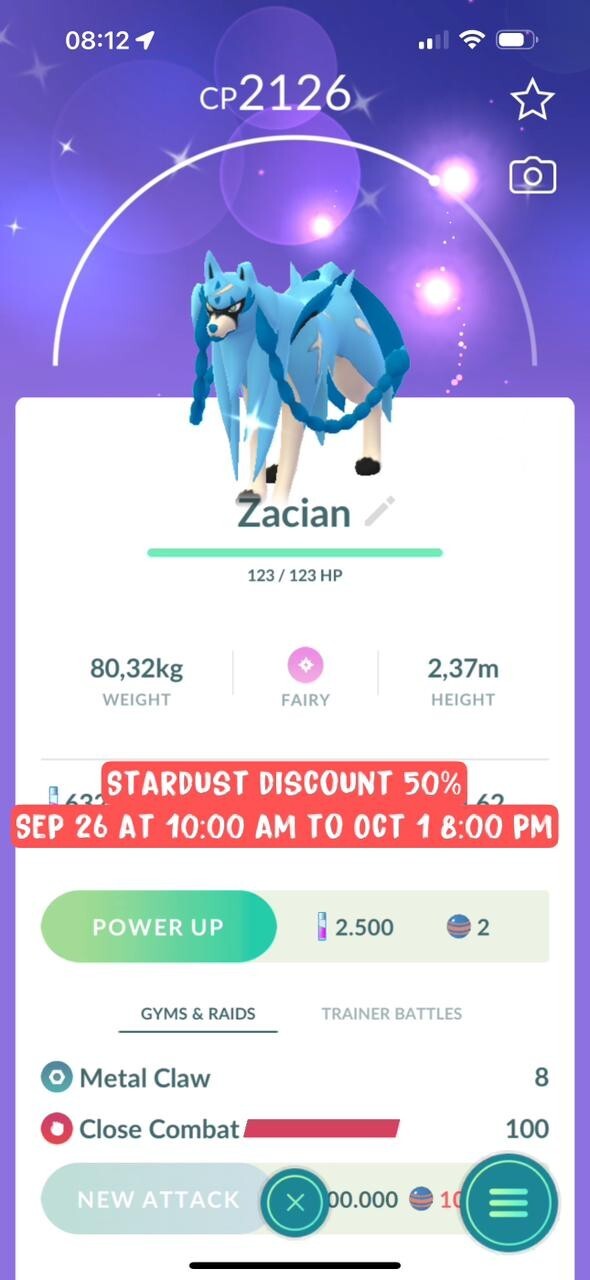 Pokémon Go shiny Zacian – TRADE unregister 500k stardust