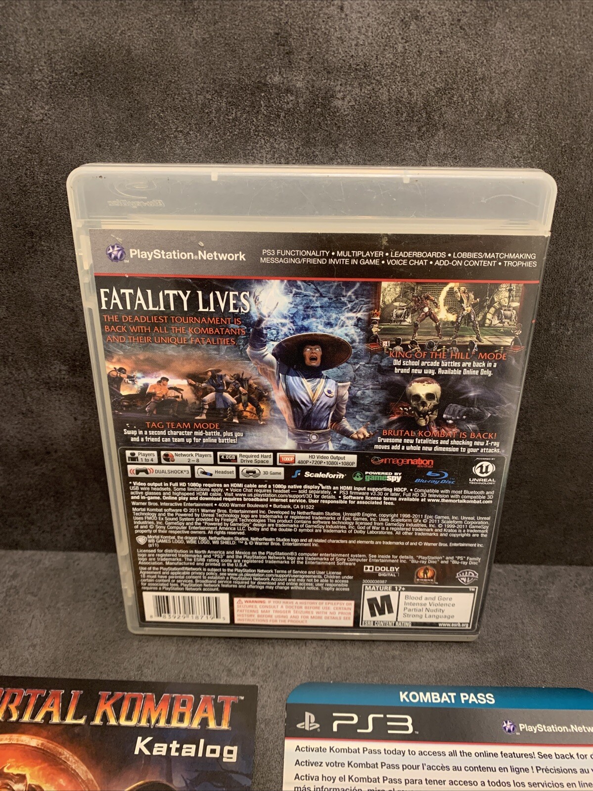 Mortal Kombat (Sony PlayStation 3) Tested w/ Manual Katalog & Unused Kombat Pass