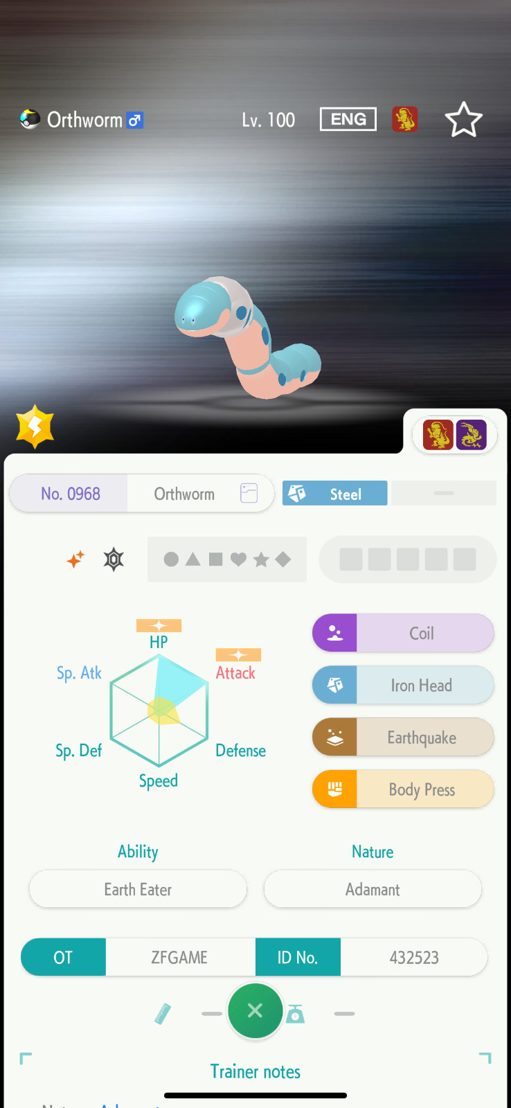 ✨6IV SHINY Orthworm + EVS🚀 POKEMON HOME✨Champions✨Online delivery⚡