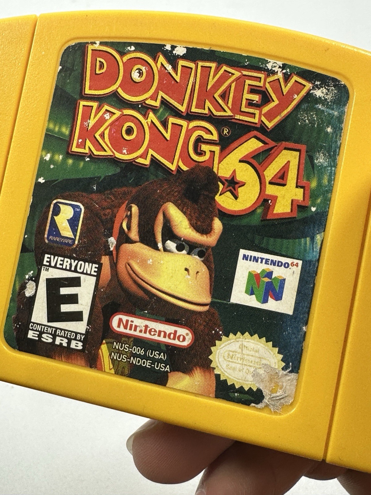 Donkey Kong Nintendo 64 N64 Authentic Yellow Cartridge OEM Tested Bad Label