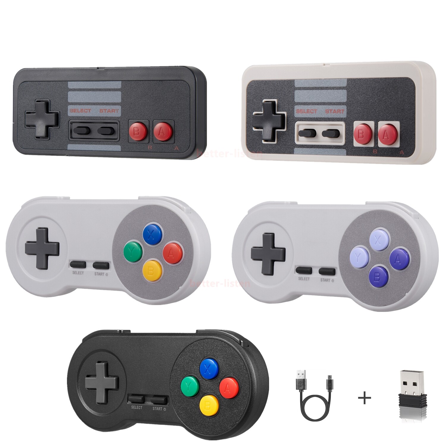 2.4G Wireless SNES / NES Controller Gamepad &USB For PC MAC Windows Raspberry Pi