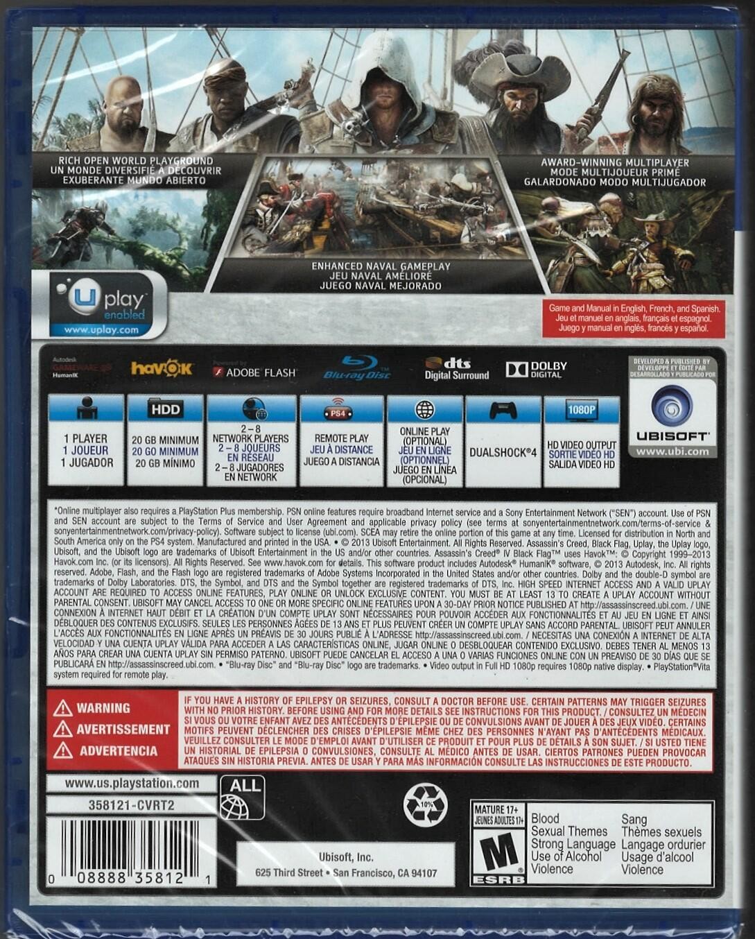 Assassin”s Creed IV: Black Flag PS4 (Brand New Factory Sealed US Version) PlayS