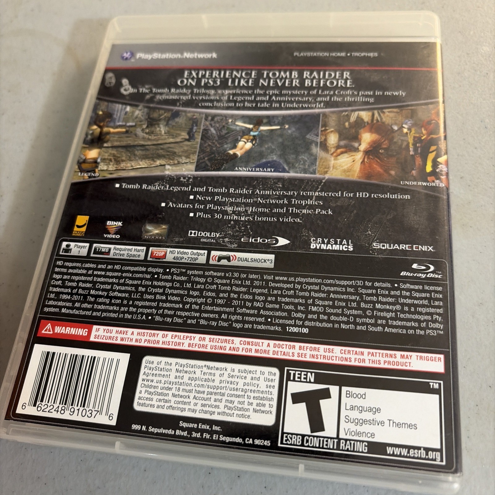 The Tomb Raider Trilogy Sony PlayStation 3, 2011, Complete in Box.