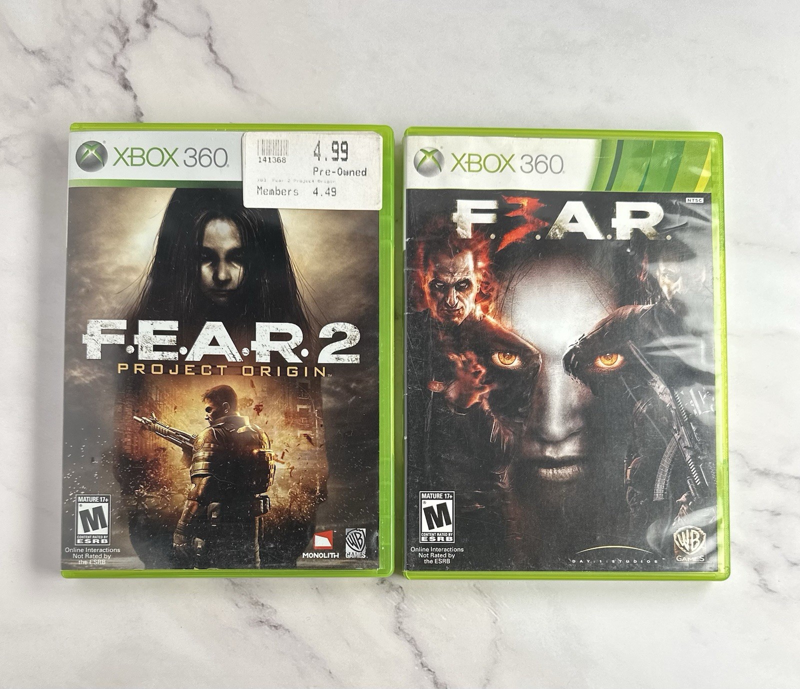 XBOX 360 Fear 2 + Fear 3 Video Games Horror CIB Complete Lot Of 2 Games Working