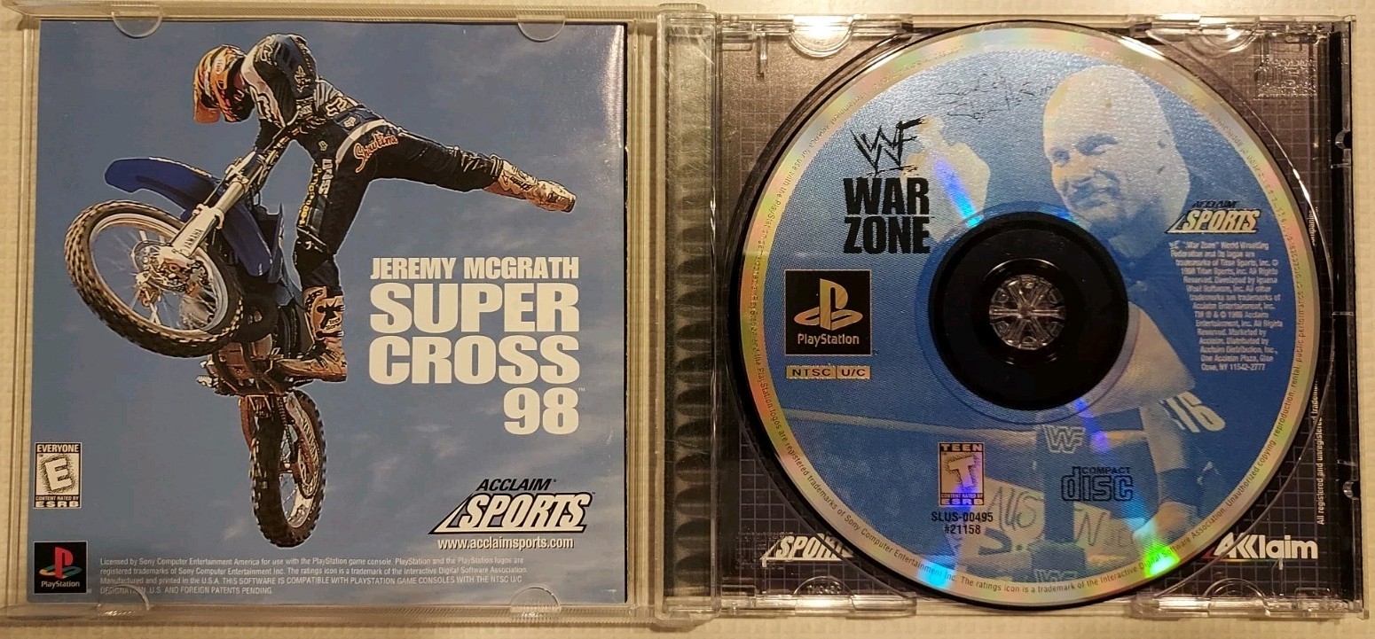 WWF Warzone (PlayStation 1 PS1, 1998) Black Label CIB Cleaned, Tested w/Reg Card