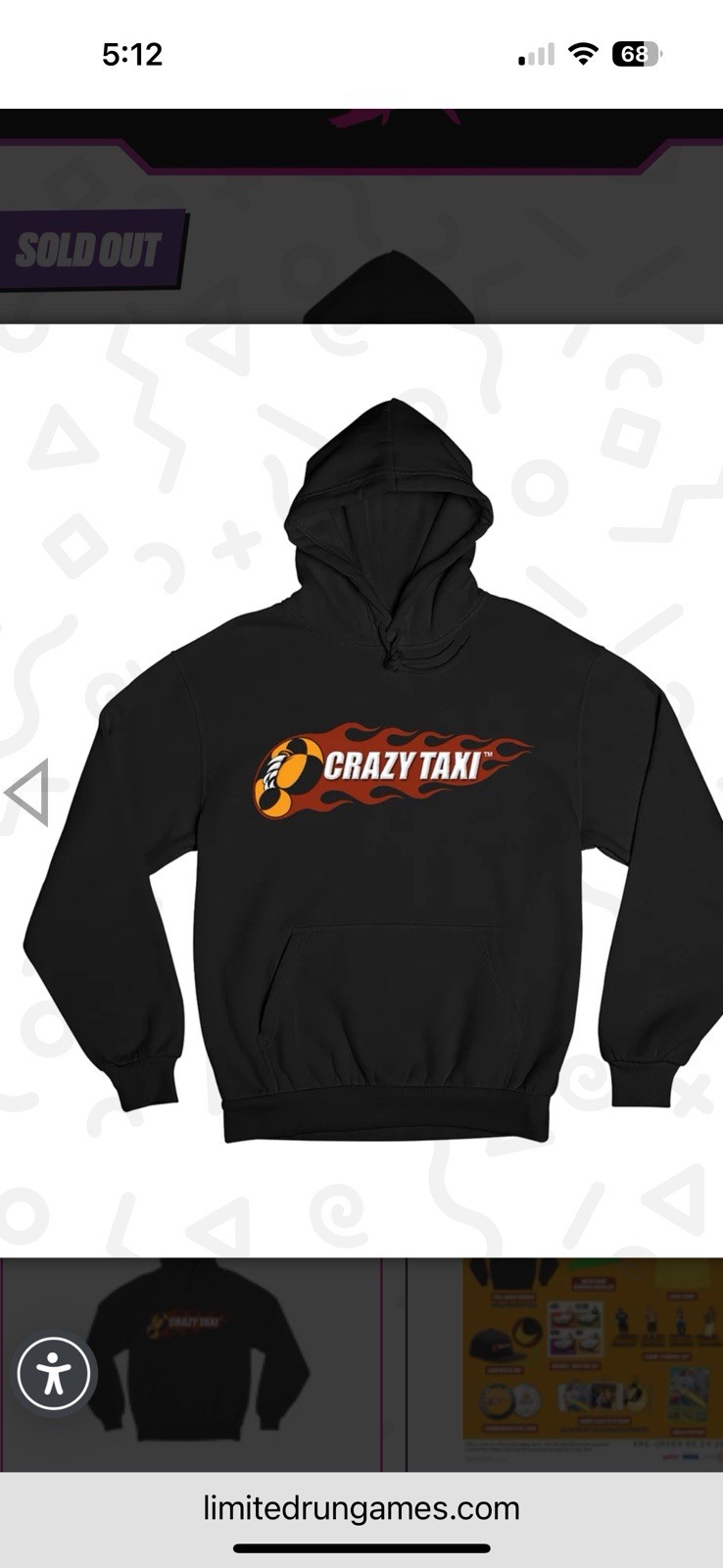 CRAZY TAXI PULLOVER HOODIE LIMITED RUN GAMES SEGA DREAMCAST HOODY MEN’S LARGE