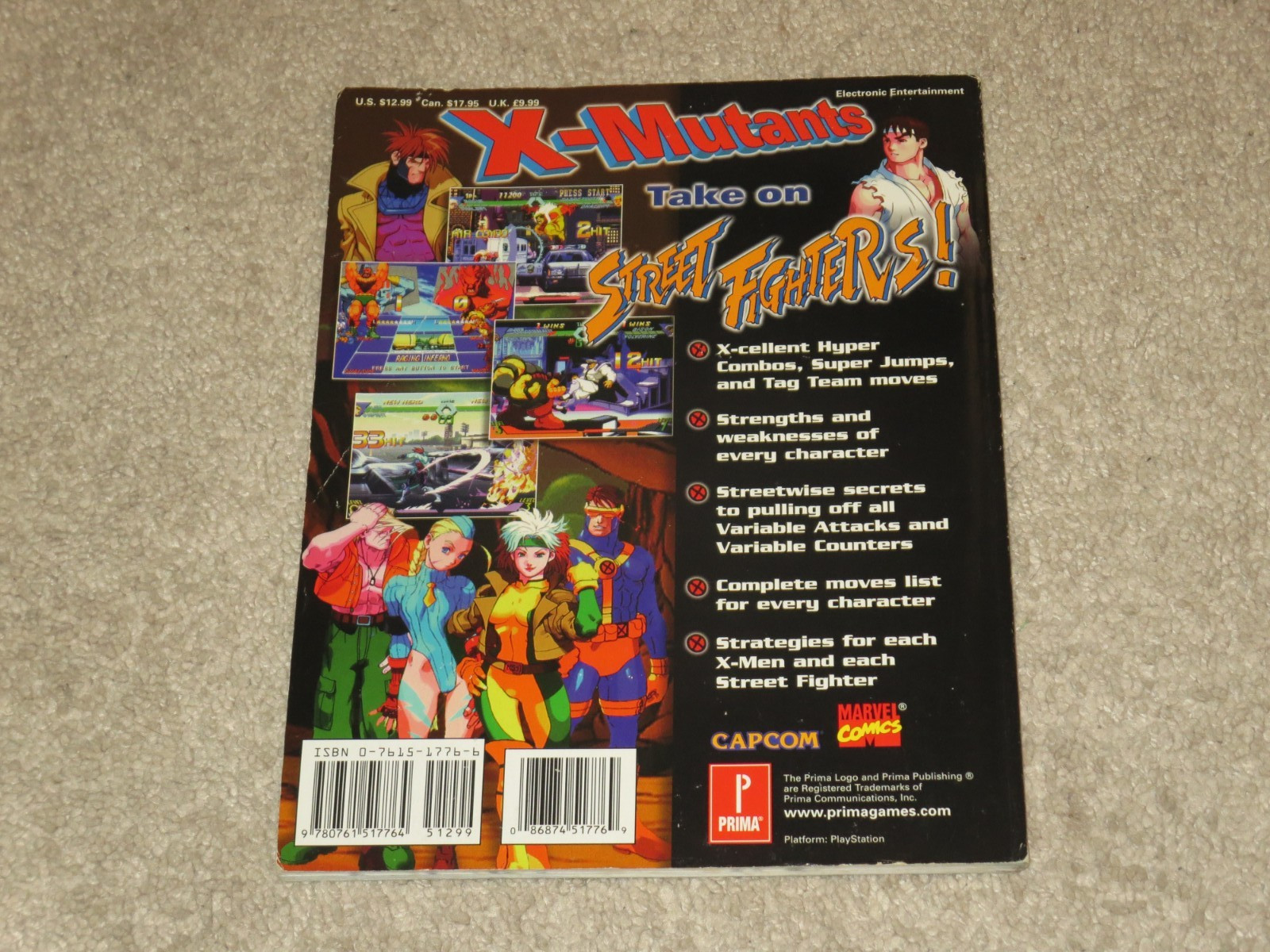 Great Shape X-Men vs. Street Fighter Strategy Guide Playstation Sega Saturn RARE