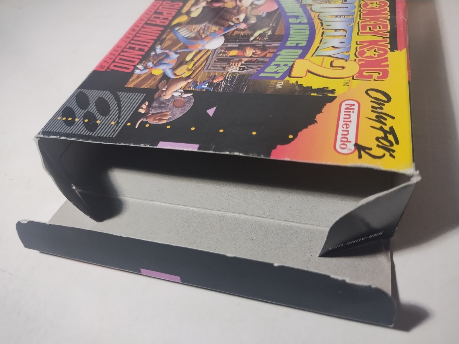Empty Donkey Kong Country 2 Super Nintendo SNES Game Box, Tray & Bag