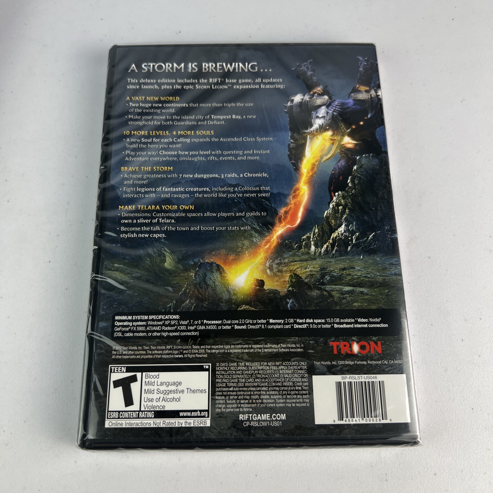 RIFT Storm Legion PC DVD ROM Online Software Game Trion New Sealed