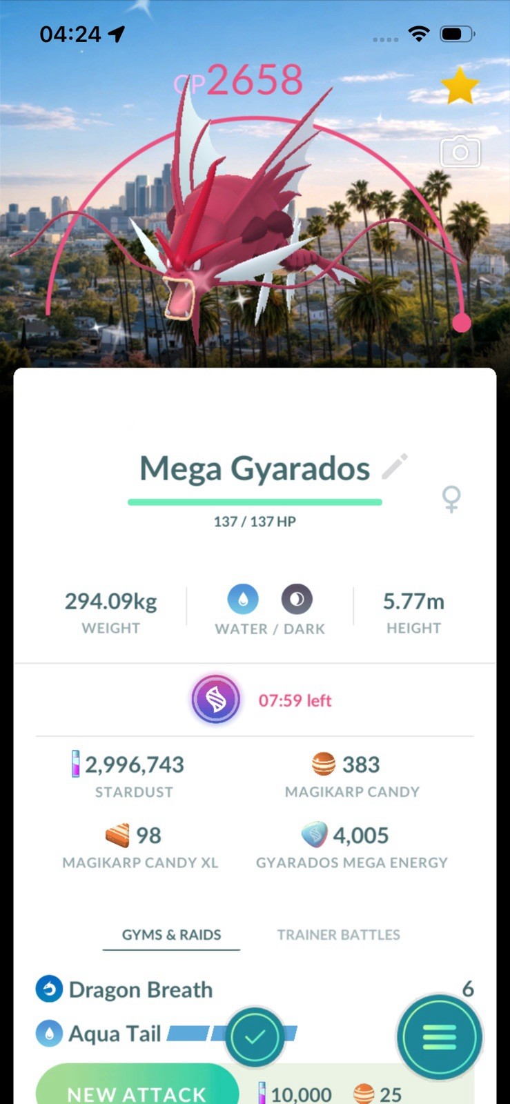 Pokémon Go Shiny Los Angeles Background Gyarados 1M Stardust Trade