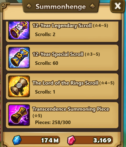 Summoners War Global Giana, Akroma, Lars, Hilda (4 LD 5s), +175 vio