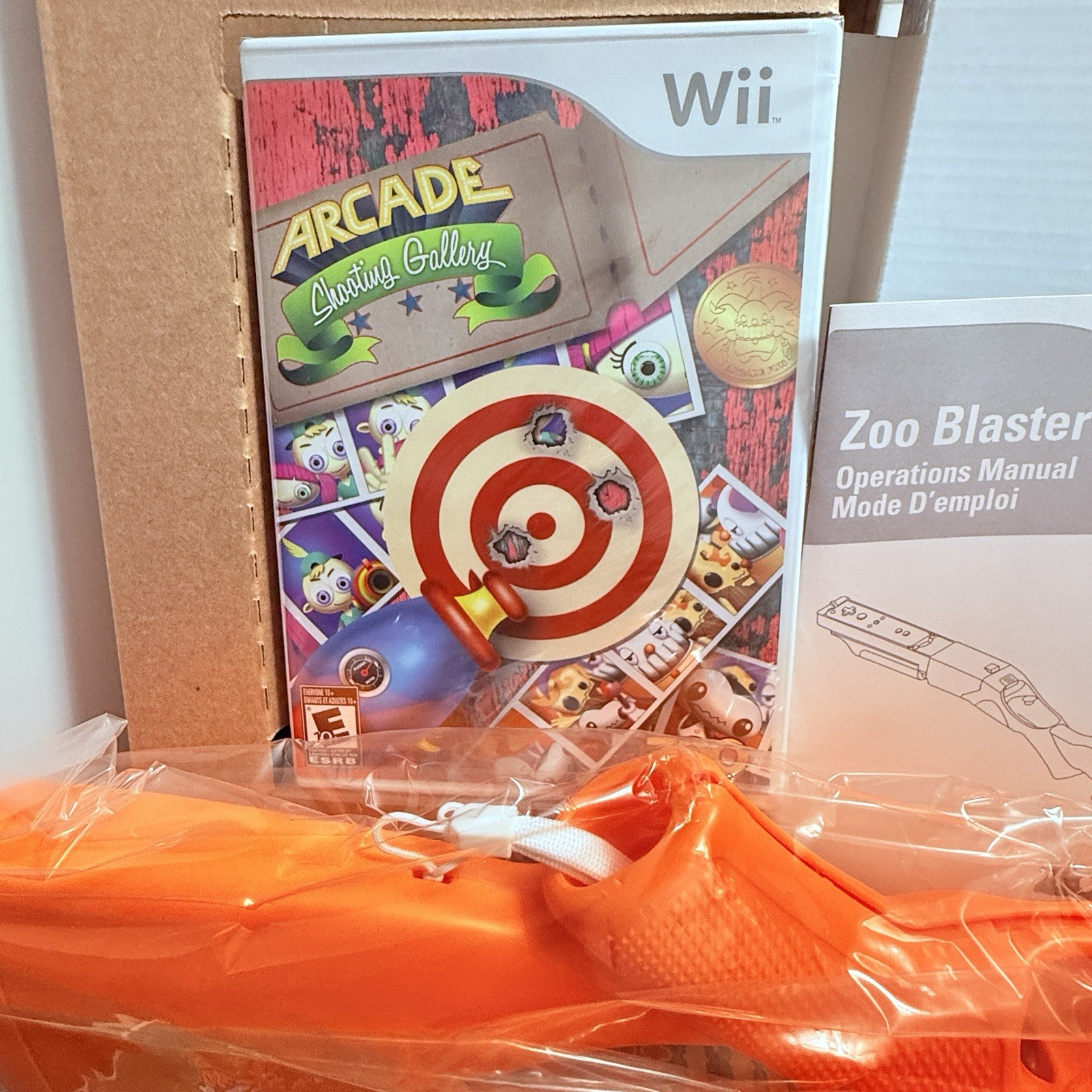 SEALED Arcade Shooting Gallery Blaster & SEALED Game Nintendo Wii Open Box NIB