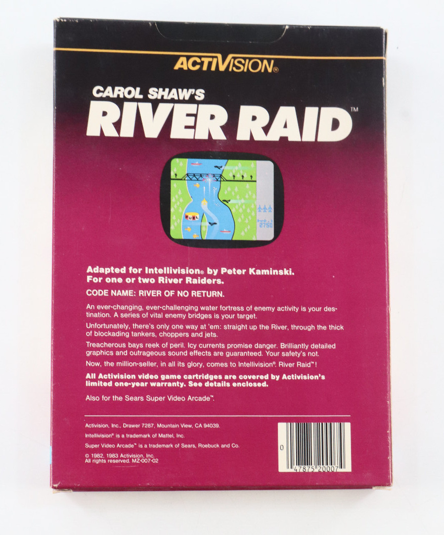 River Raid Intellivision Complete w/ Box Game & Overlays Tested