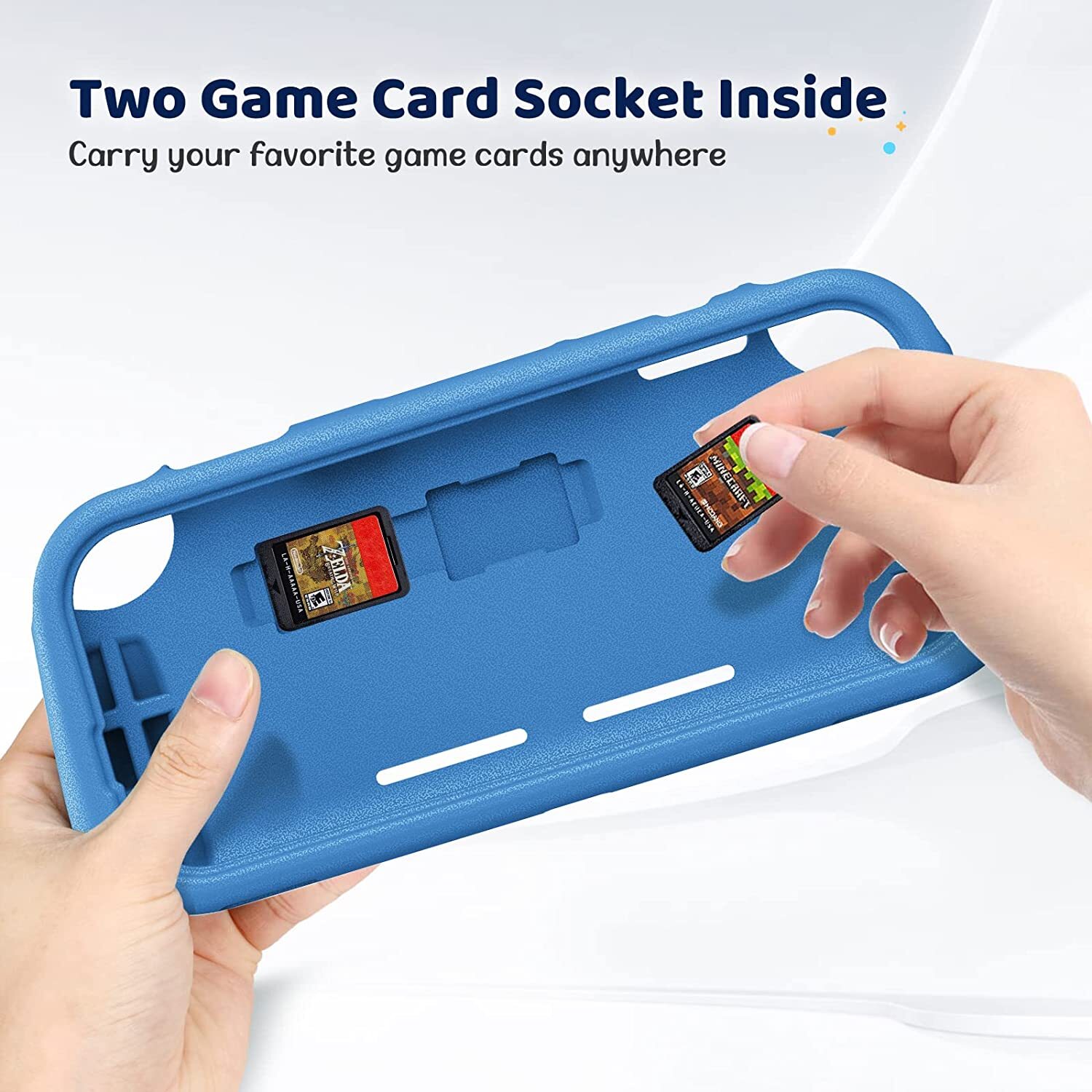 Kids Case for Nintendo Switch Lite 2019 w/2 Game Card Slots Shockproof Cover USA