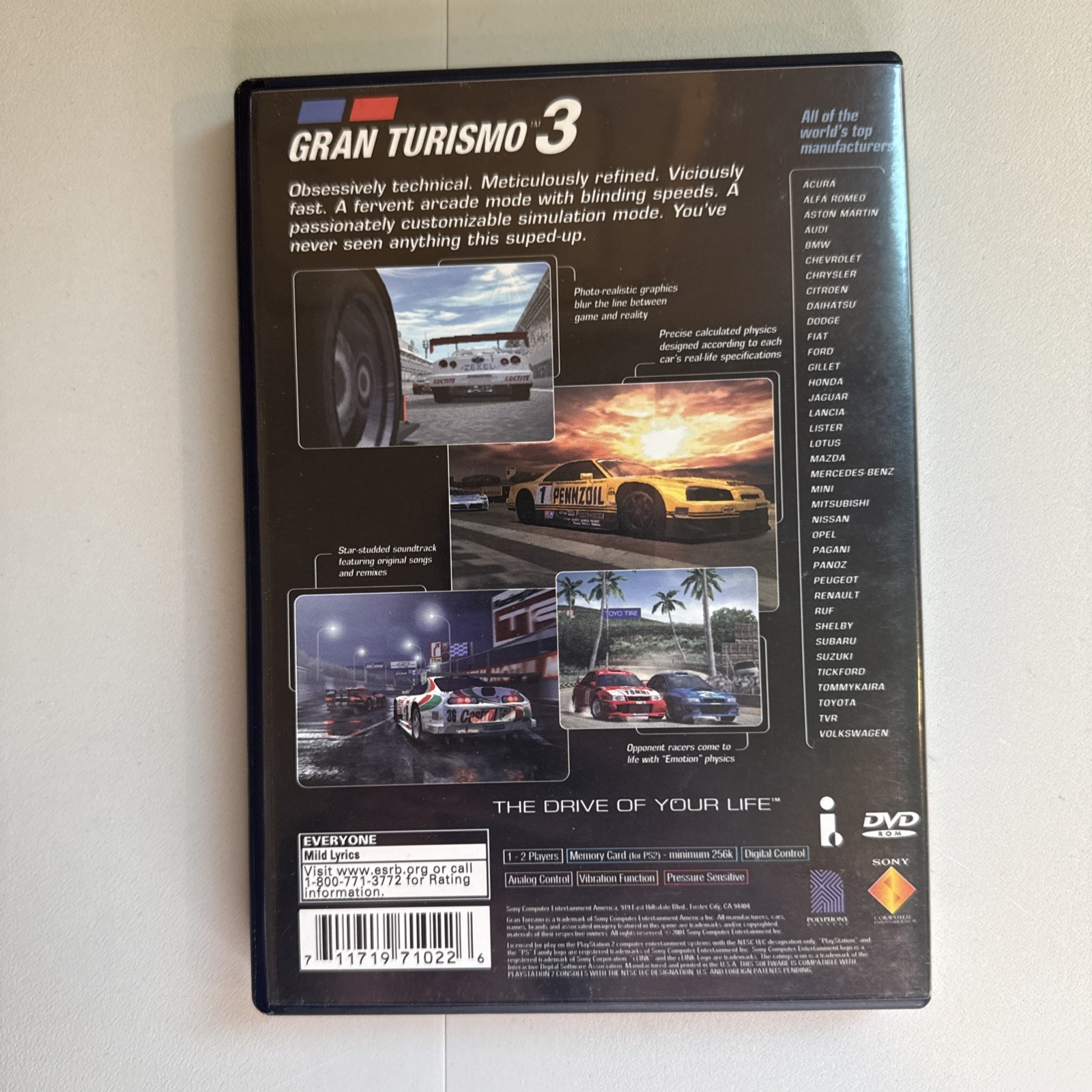 Gran Turismo 3 A-spec for Sony PS2 CIB w/MANUAL/REG CARD Black Label Inserts!