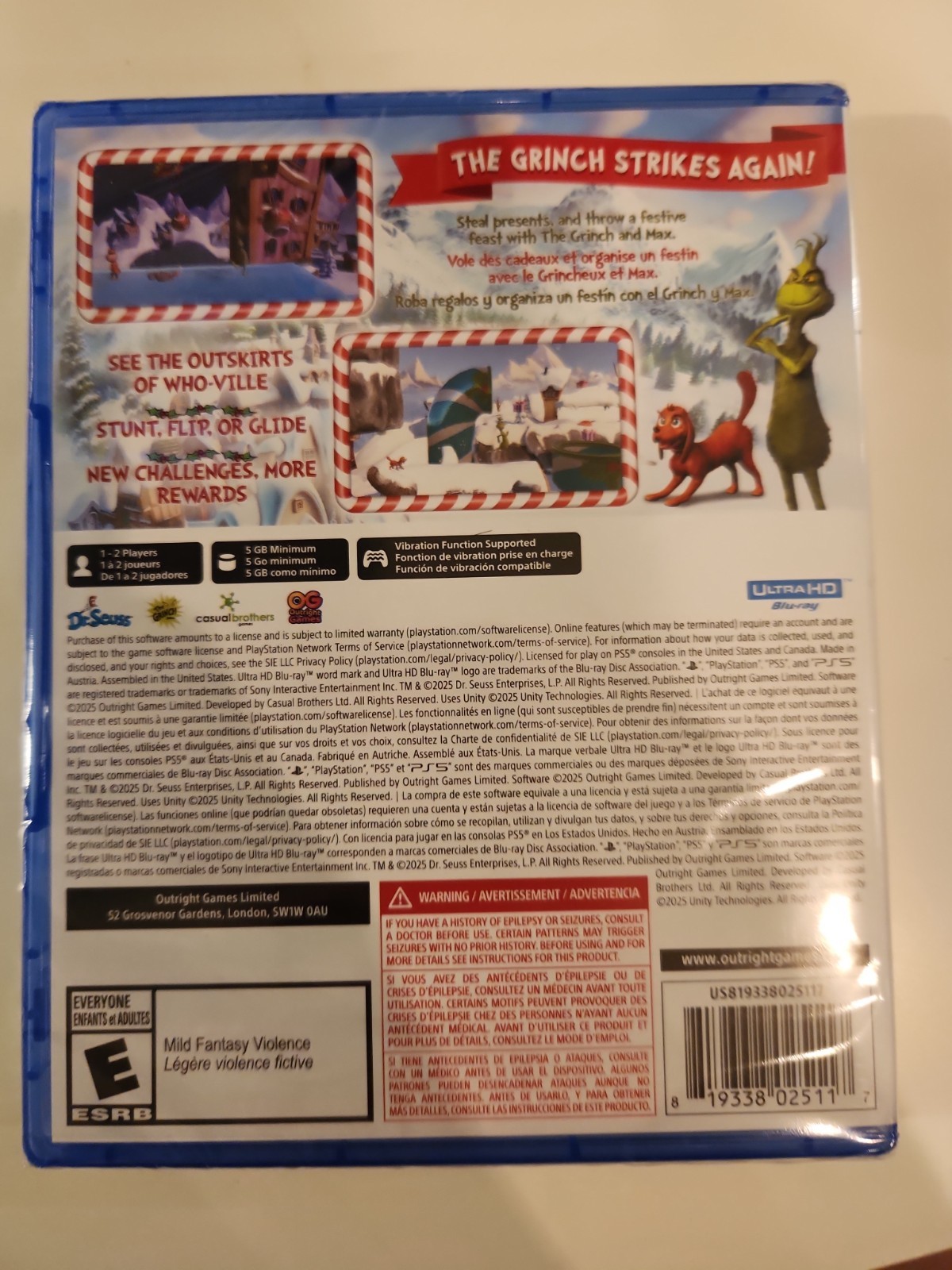 The Grinch Christmas Adventures Merry & Mischievous PS5 New Sealed 819338025117