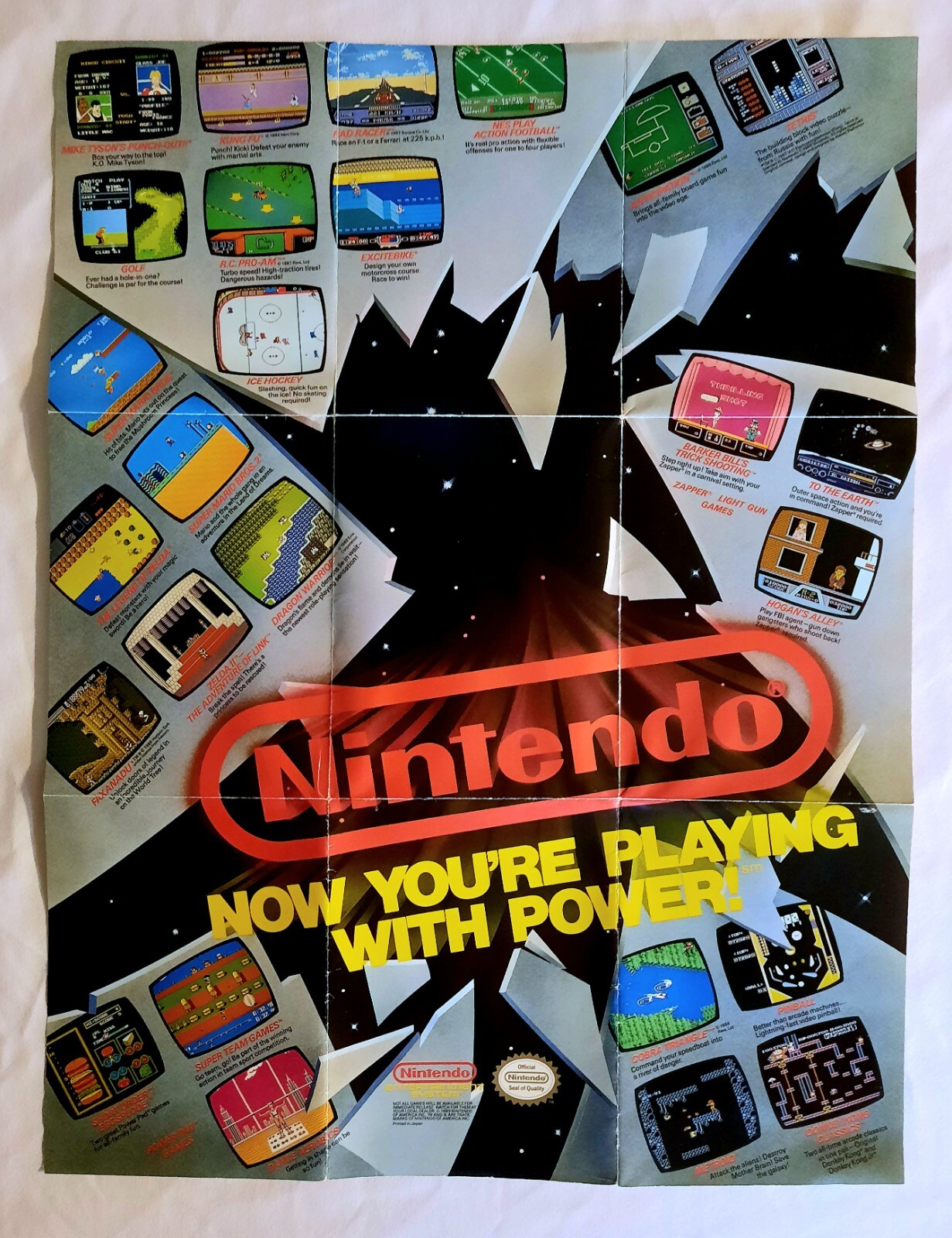 Vintage Nintendo NES ‘ Now Your Playing With Power ‘ Fold Out Poster Insert
