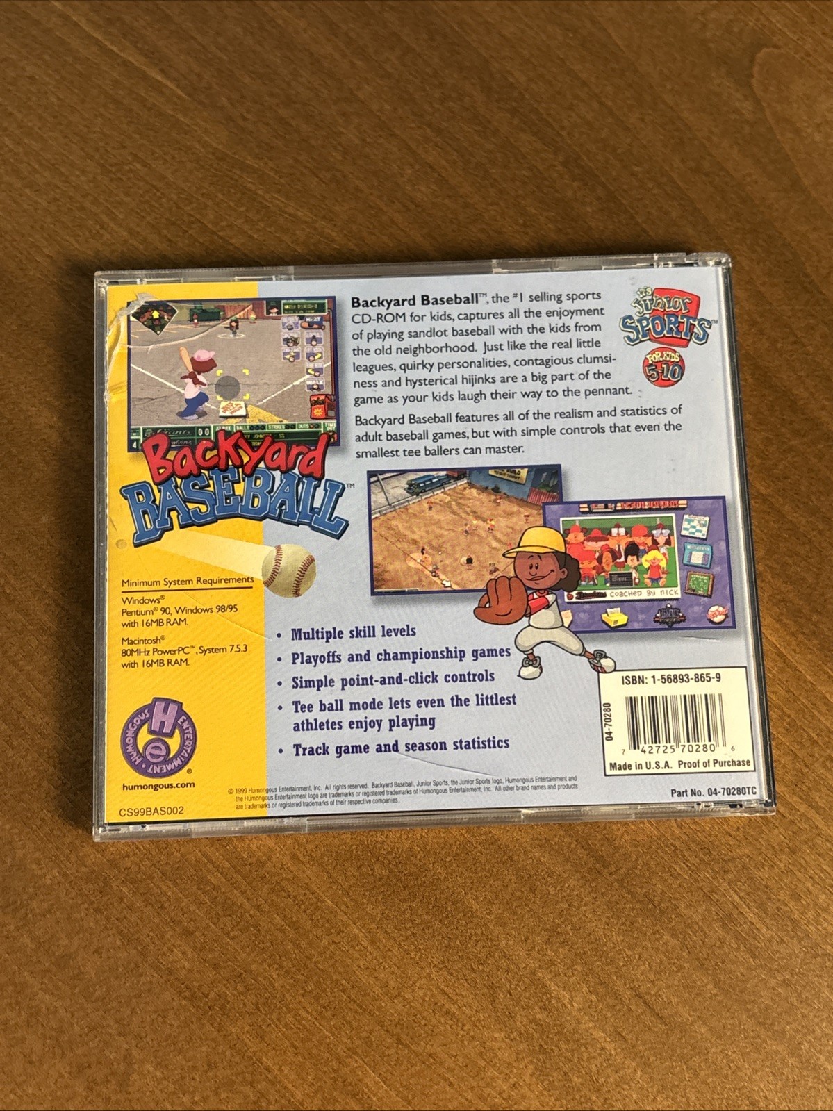 Backyard Baseball (PC Video Game CD-Rom, 1999) Windows/Mac Humongous