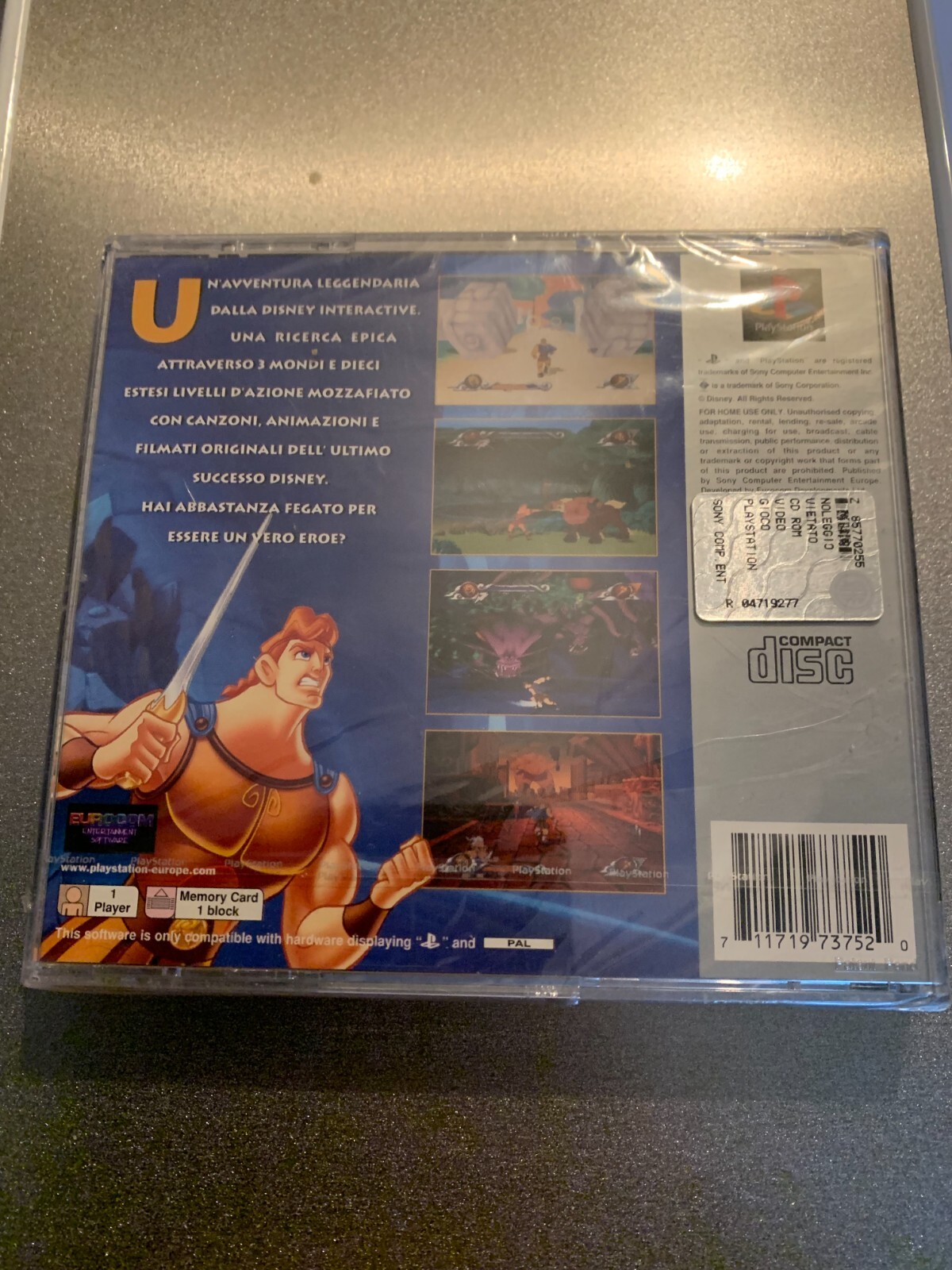 RARE Brand New Sealed Disney’s Action Game Hercules PS1 PAL Platinum Italy